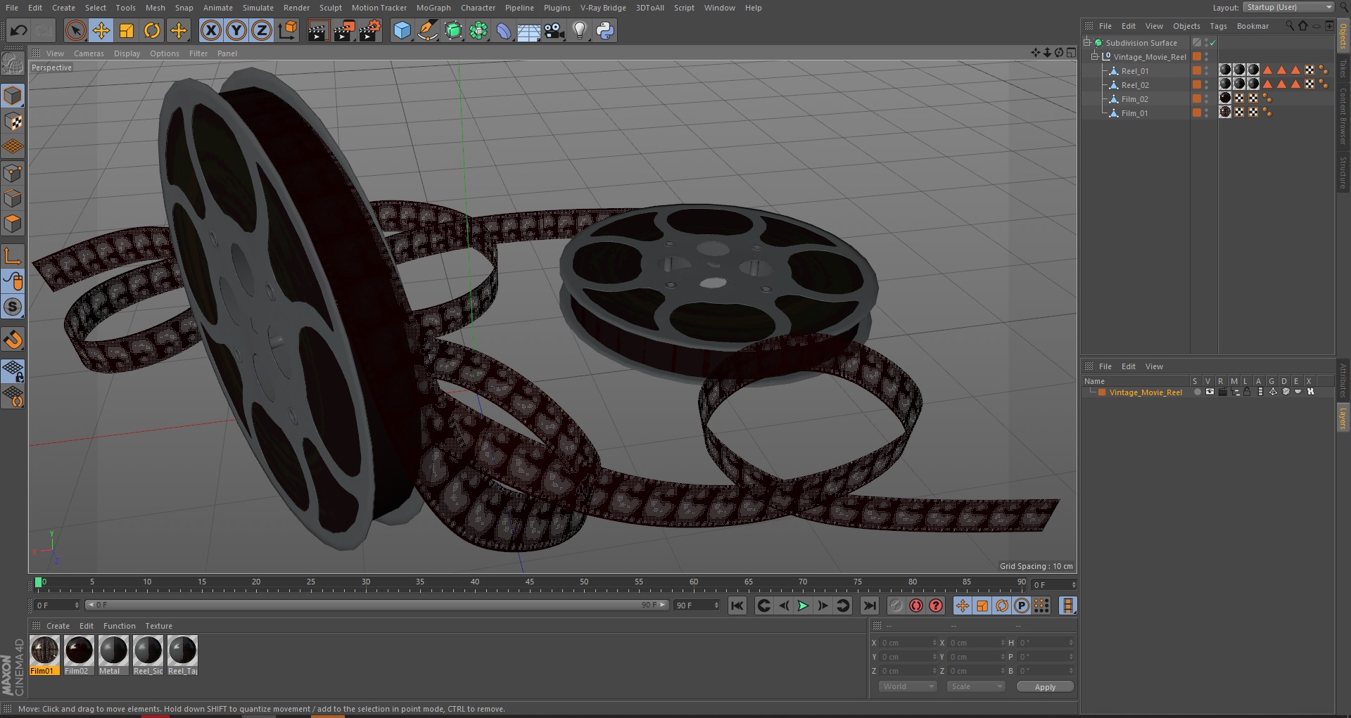 3D Vintage Movie Reel model