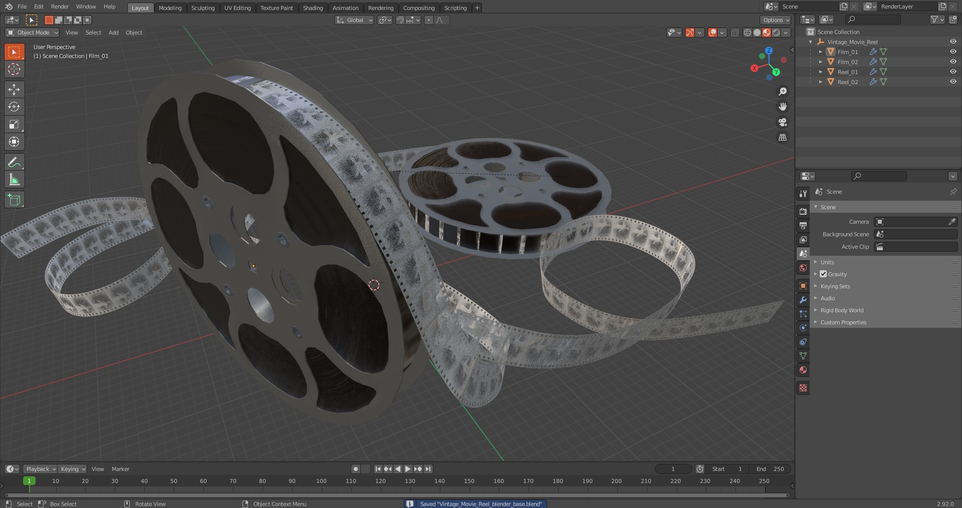 3D Vintage Movie Reel model