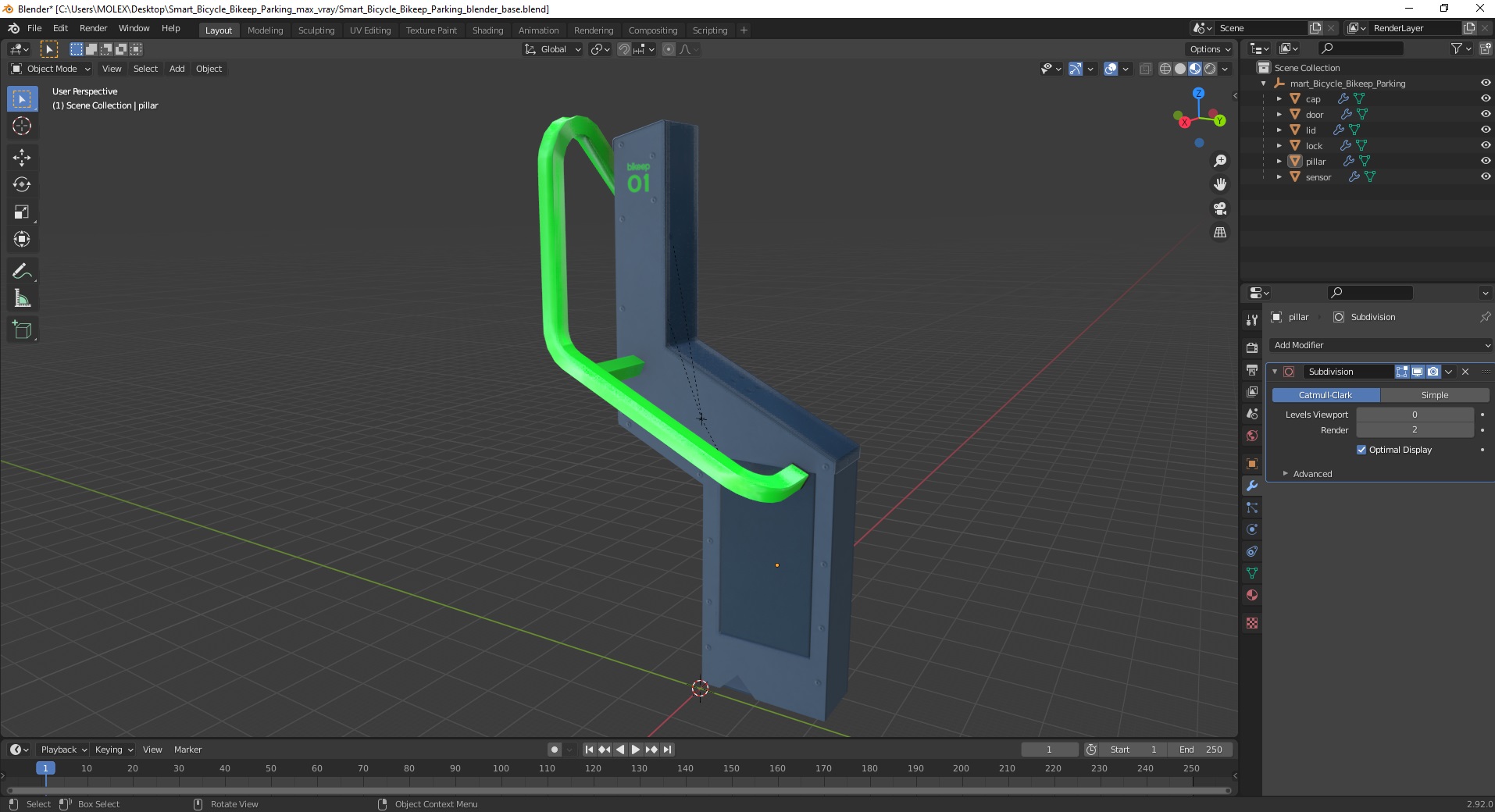 3D Smart Bicycle Bikeep Parking model