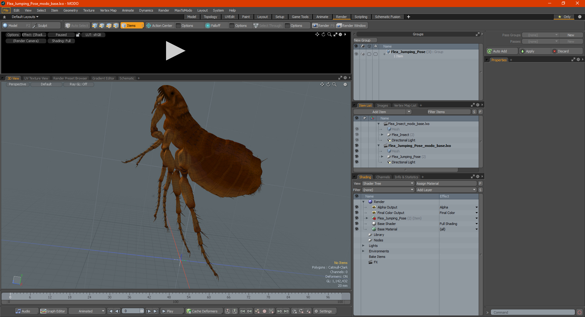 Flea Jumping Pose 3D