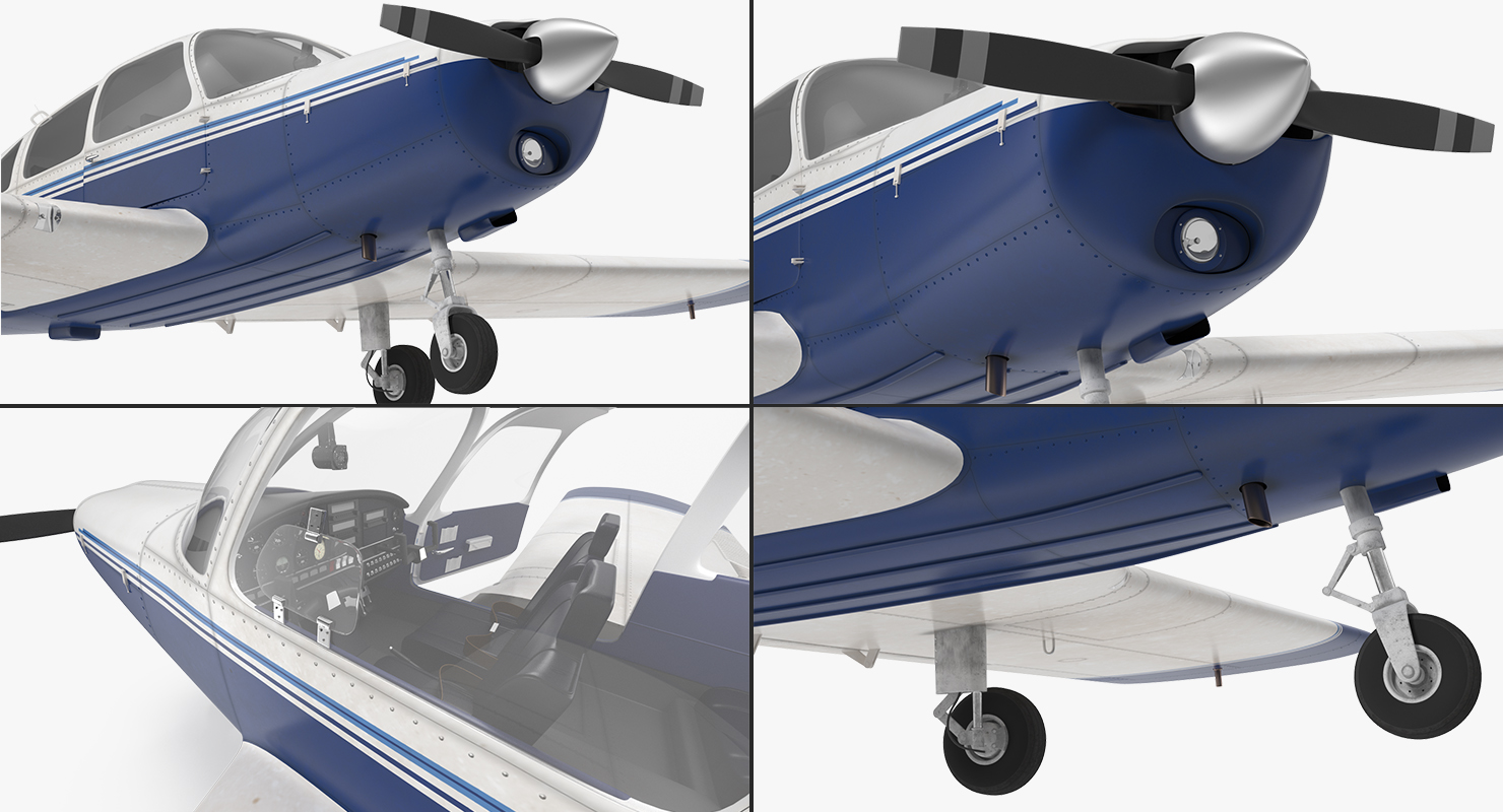 3D Light Aircraft Piper PA 28 161 Cherokee Rigged