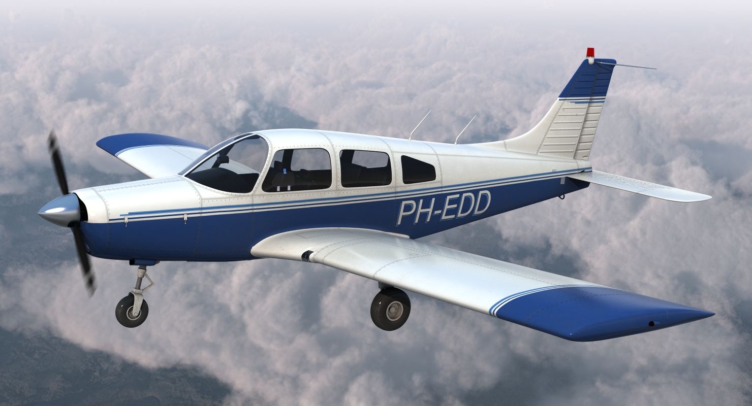 3D Light Aircraft Piper PA 28 161 Cherokee Rigged
