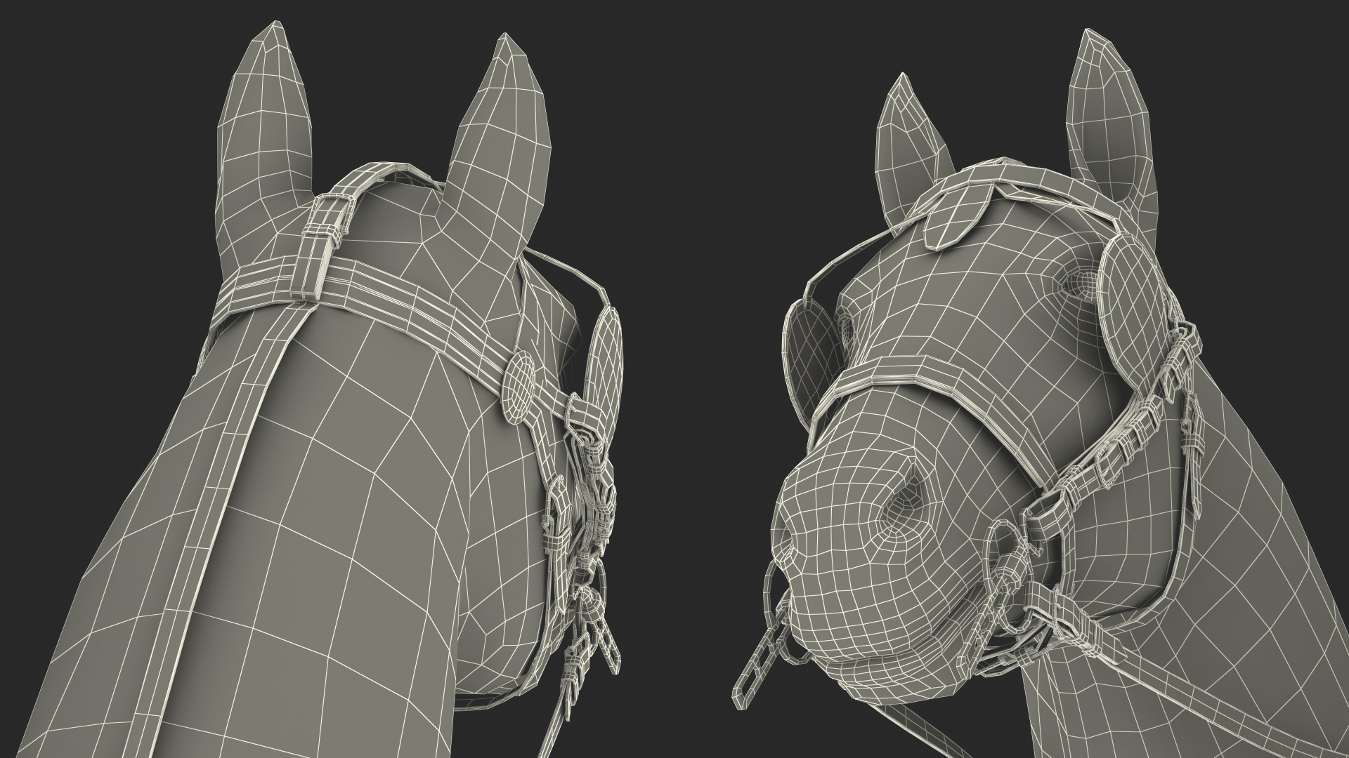 Pair of Breast Collar Harness 3D model