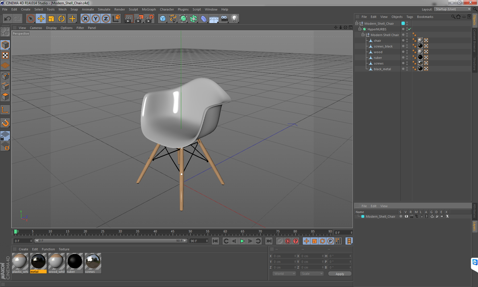 3D Modern Shell Chair model