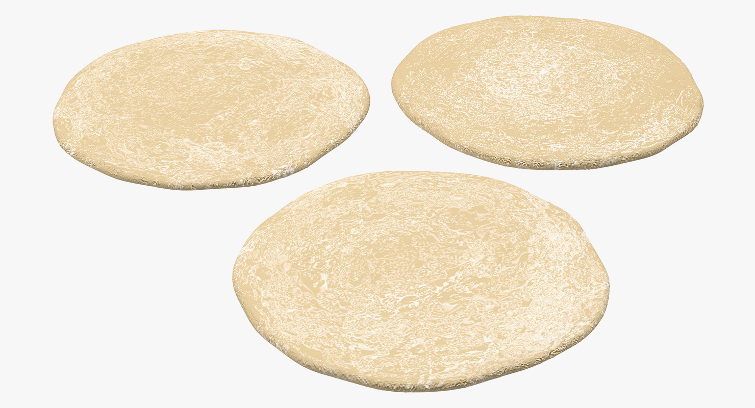 3D Thin Crust Pizza Dough on Wooden Board model