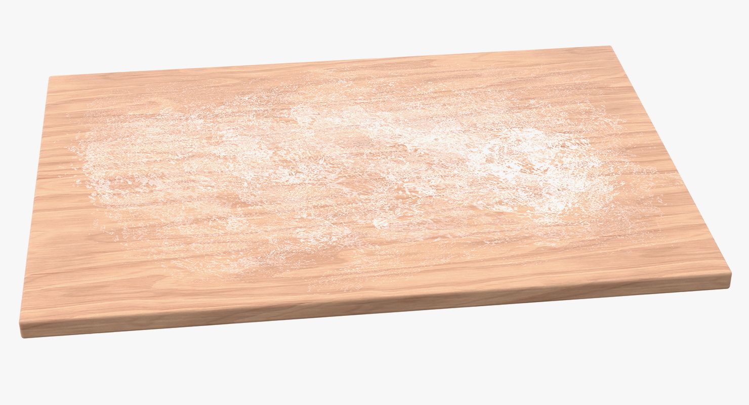 3D Thin Crust Pizza Dough on Wooden Board model