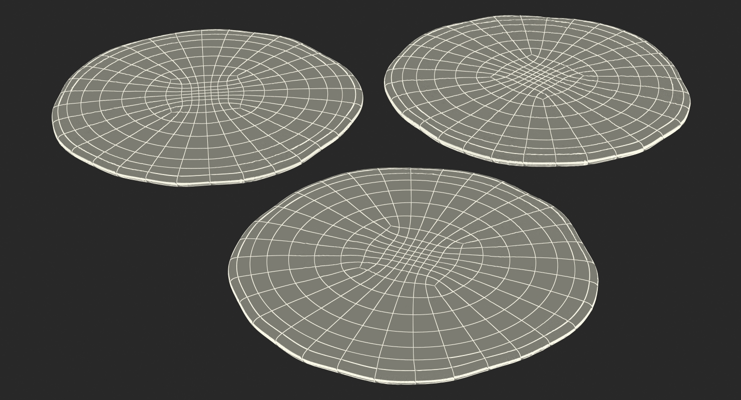 3D Thin Crust Pizza Dough on Wooden Board model