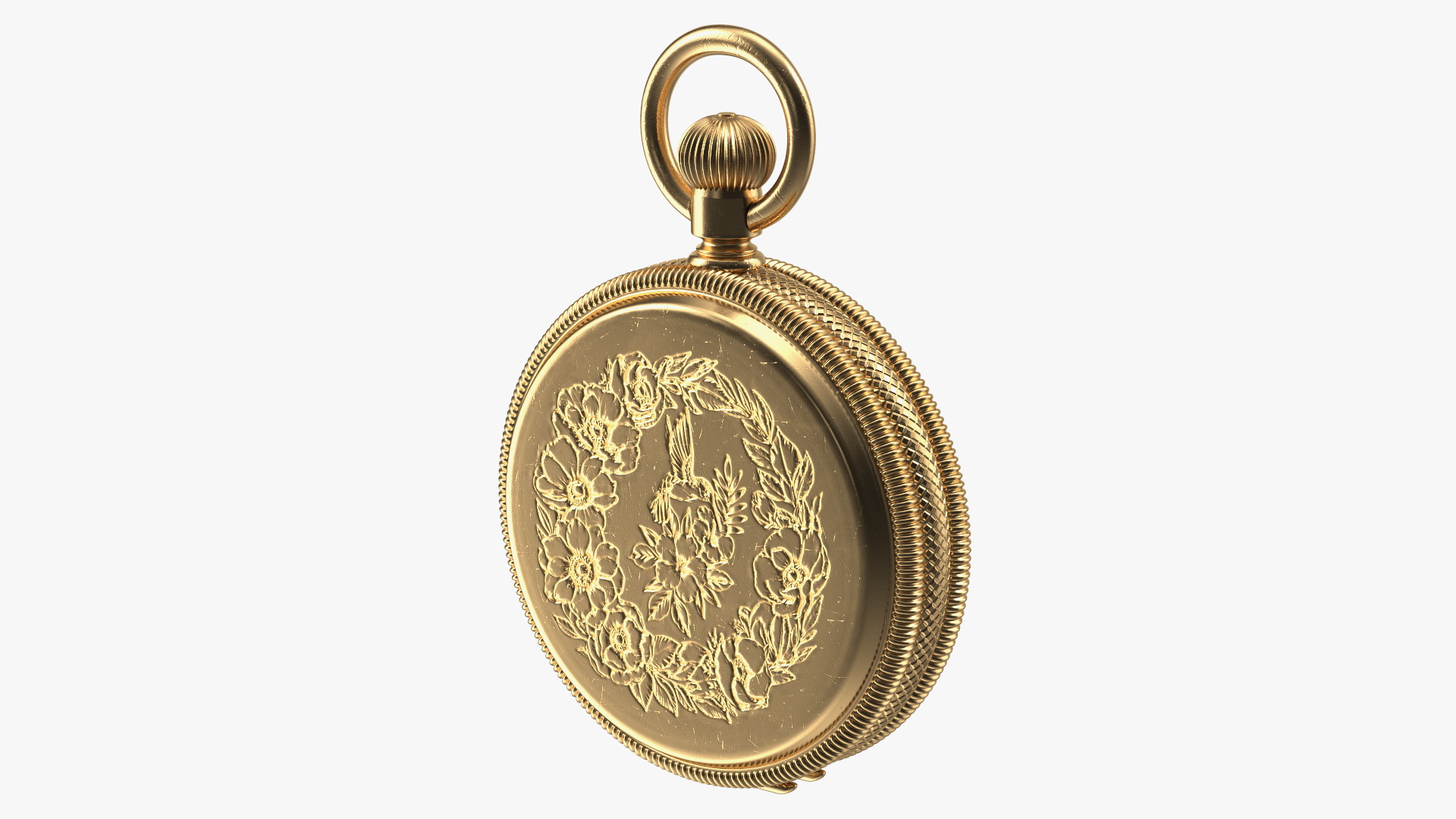 Gold Tiffany Pocket Watch Closed 3D
