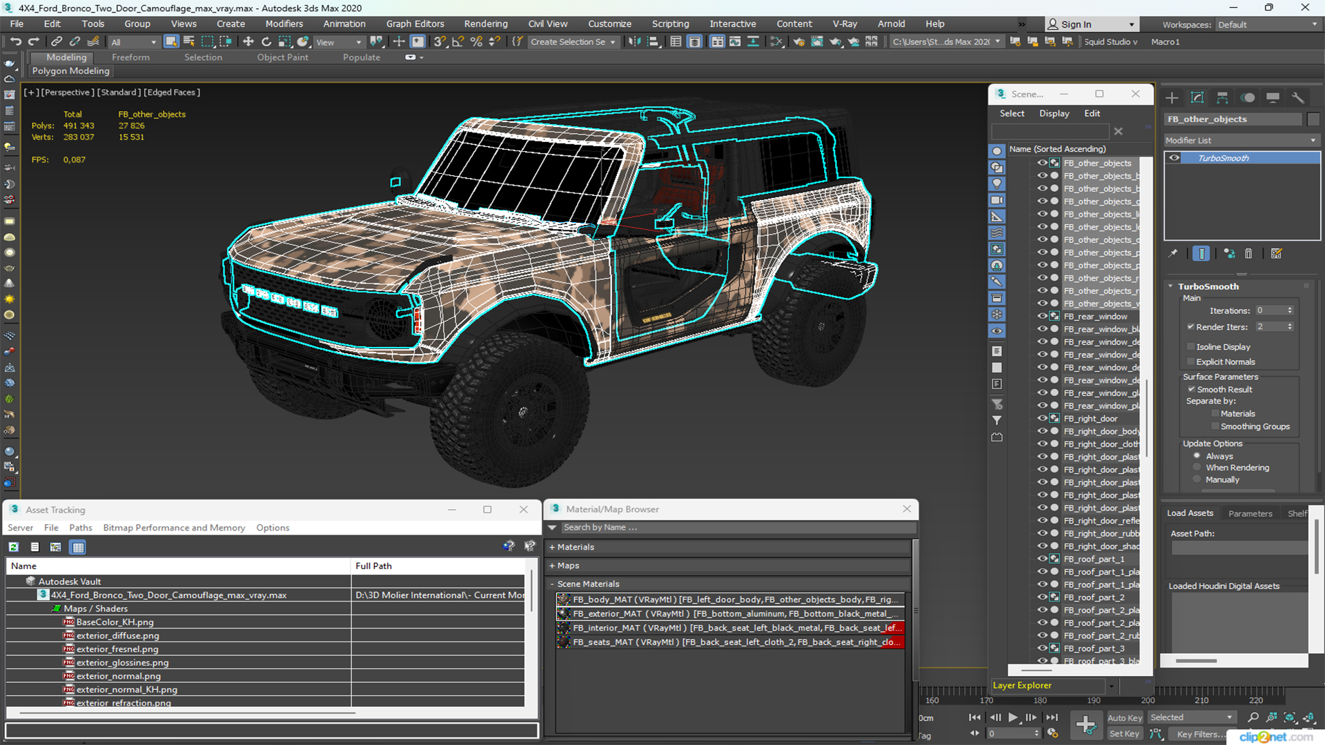 3D model 4X4 Ford Bronco Two Door Camouflage