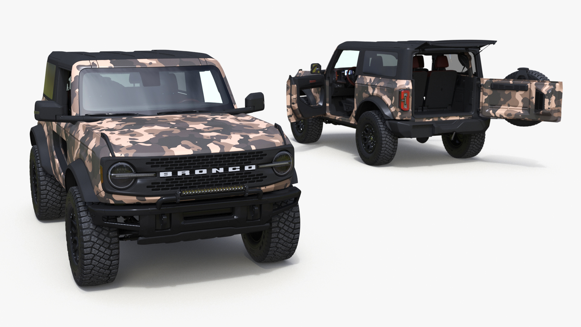 3D model 4X4 Ford Bronco Two Door Camouflage