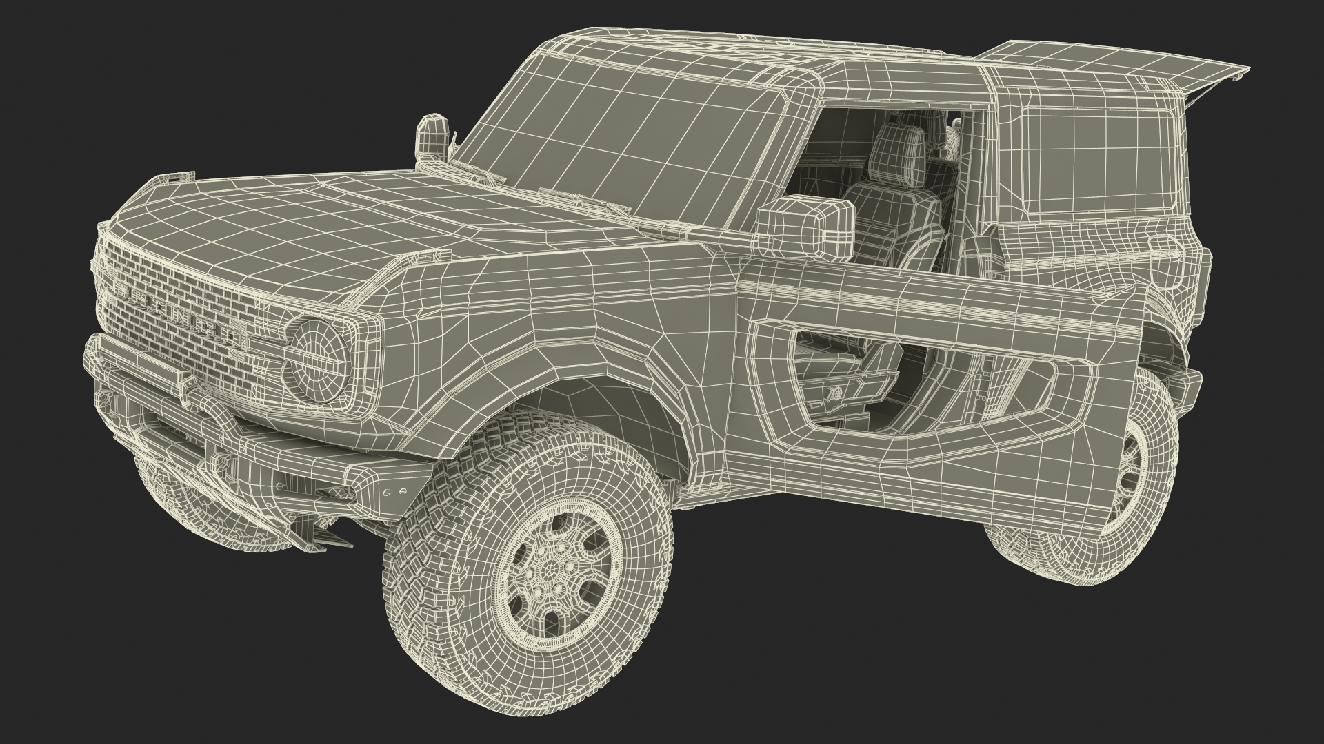 3D model 4X4 Ford Bronco Two Door Camouflage