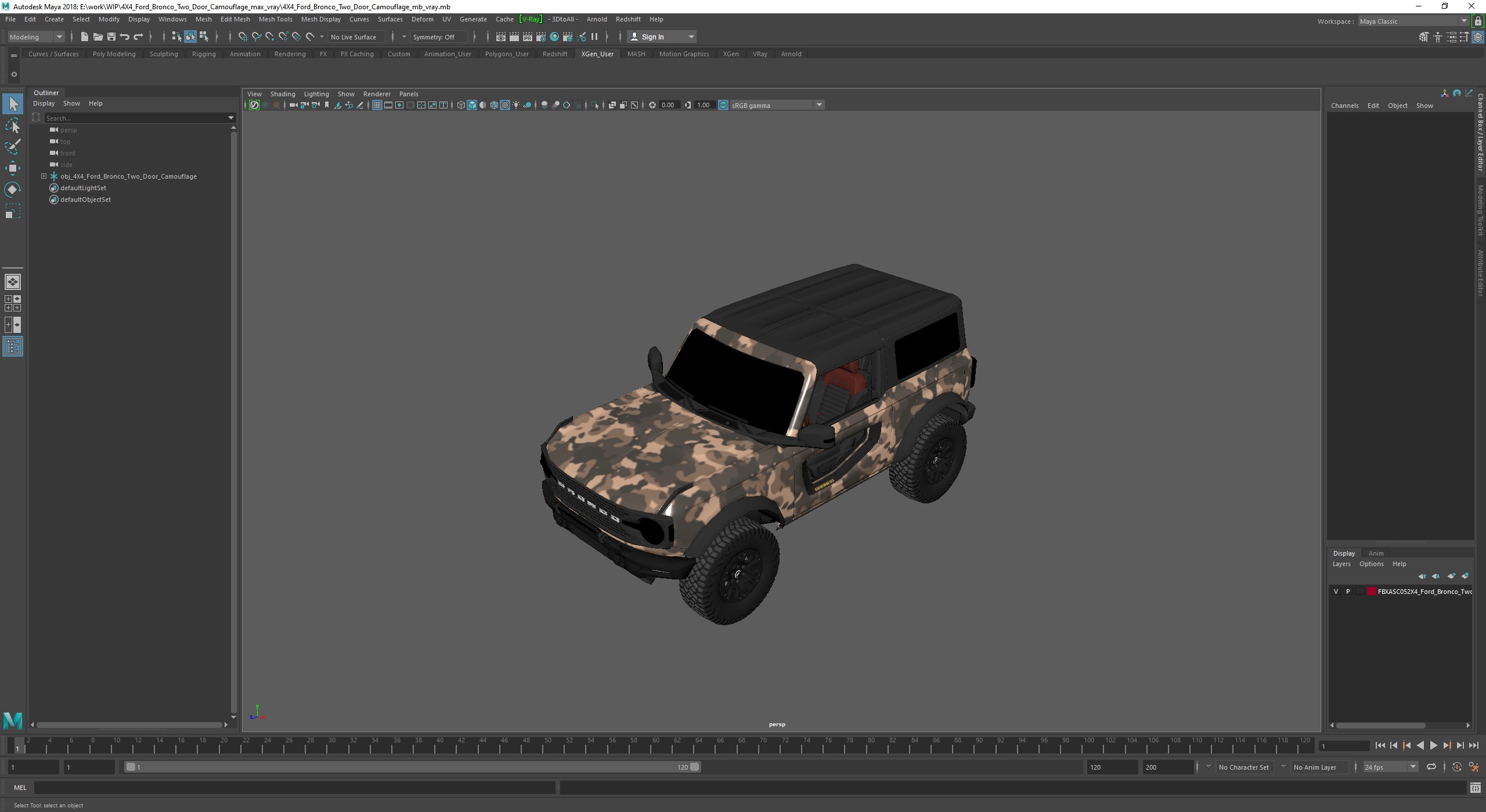 3D model 4X4 Ford Bronco Two Door Camouflage