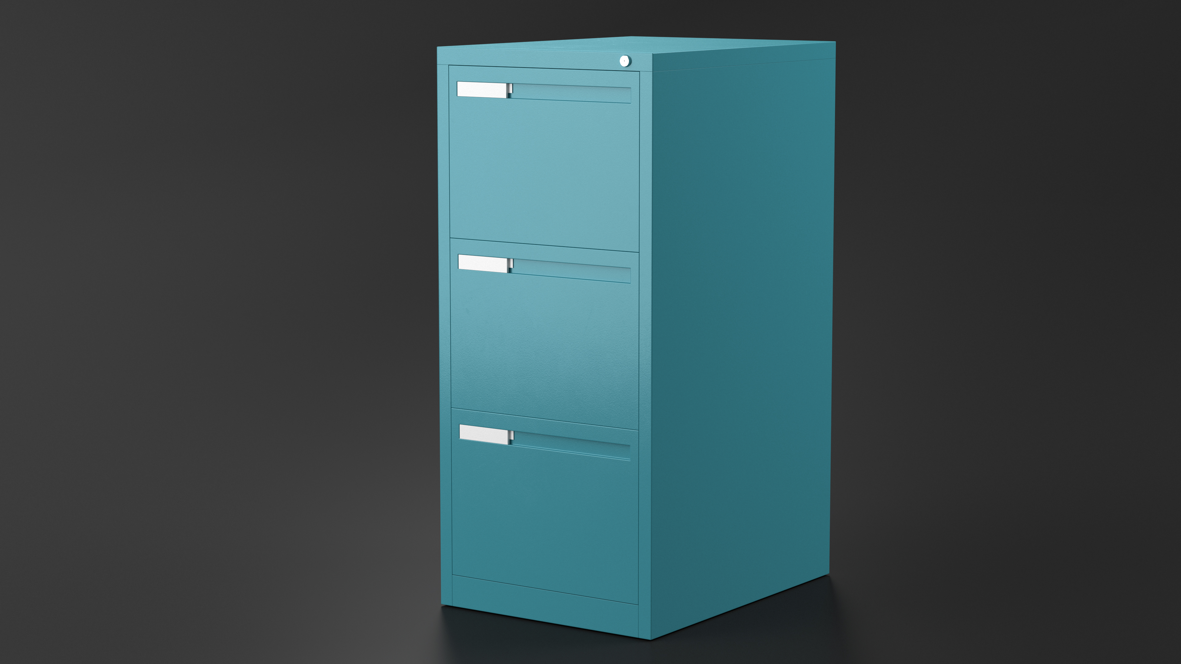 3D Filing Cabinet 3 Drawer Blue model