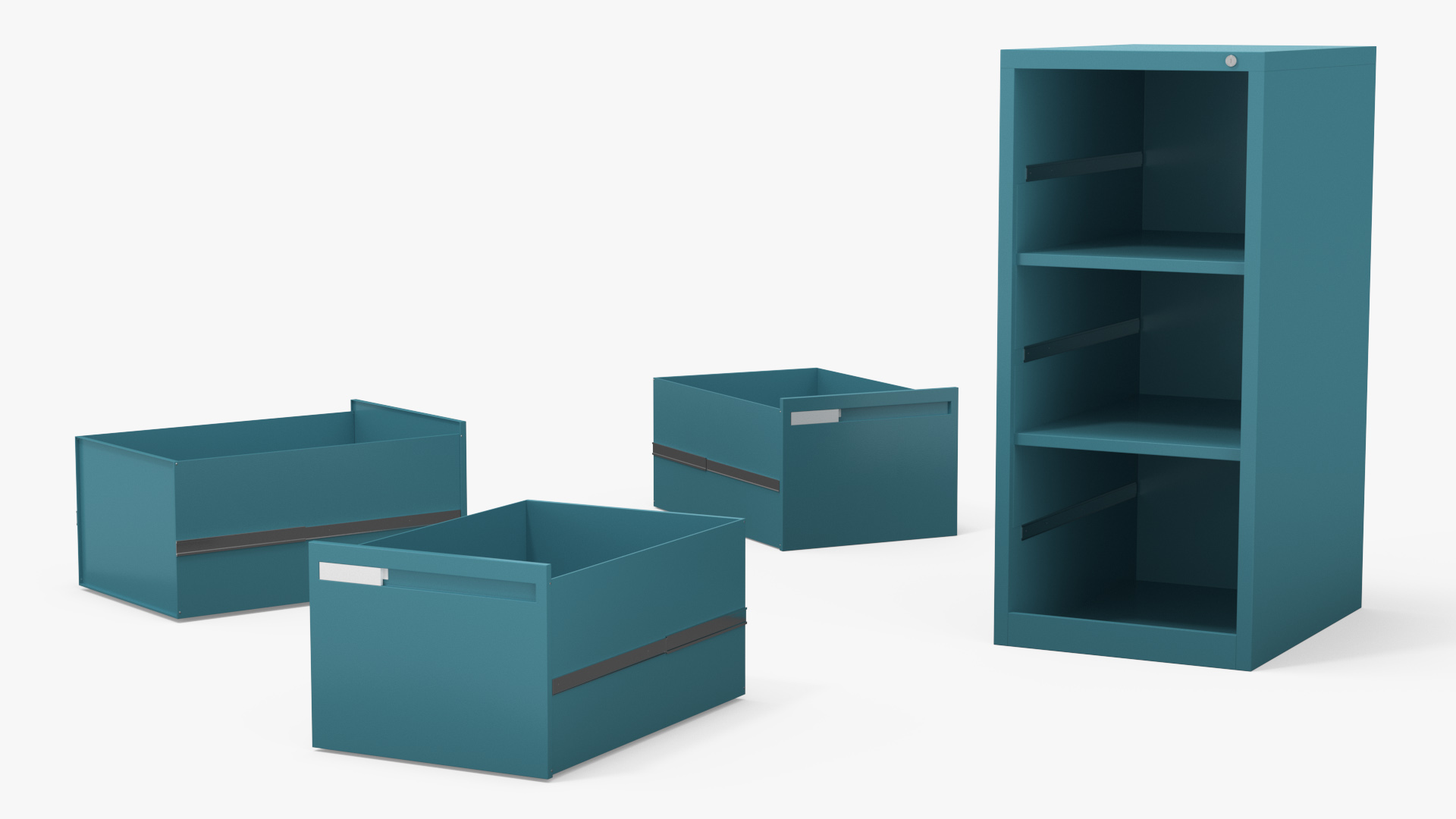3D Filing Cabinet 3 Drawer Blue model