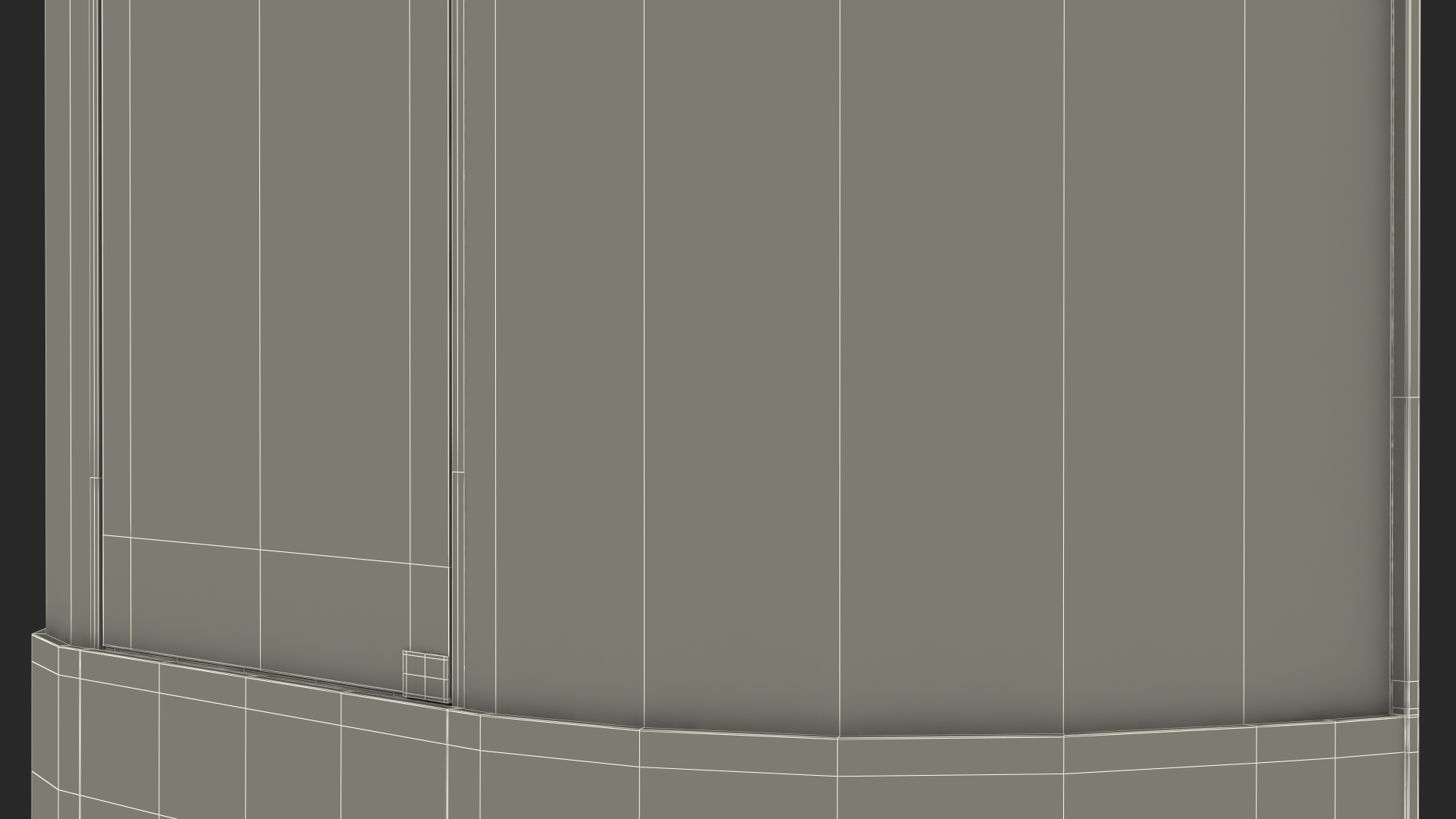 3D model Curved Wall Display Case Brown