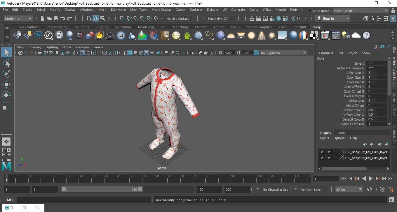 3D Full Bodysuit for Girls model