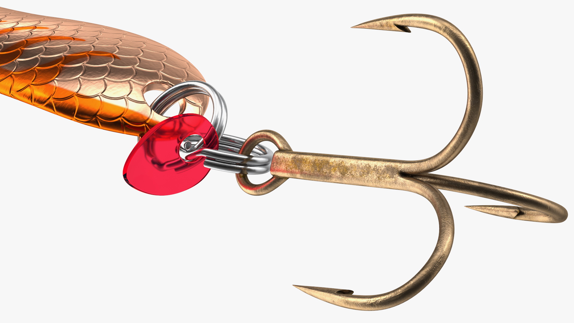 3D Copper Orange Trolling Spoon Lure model