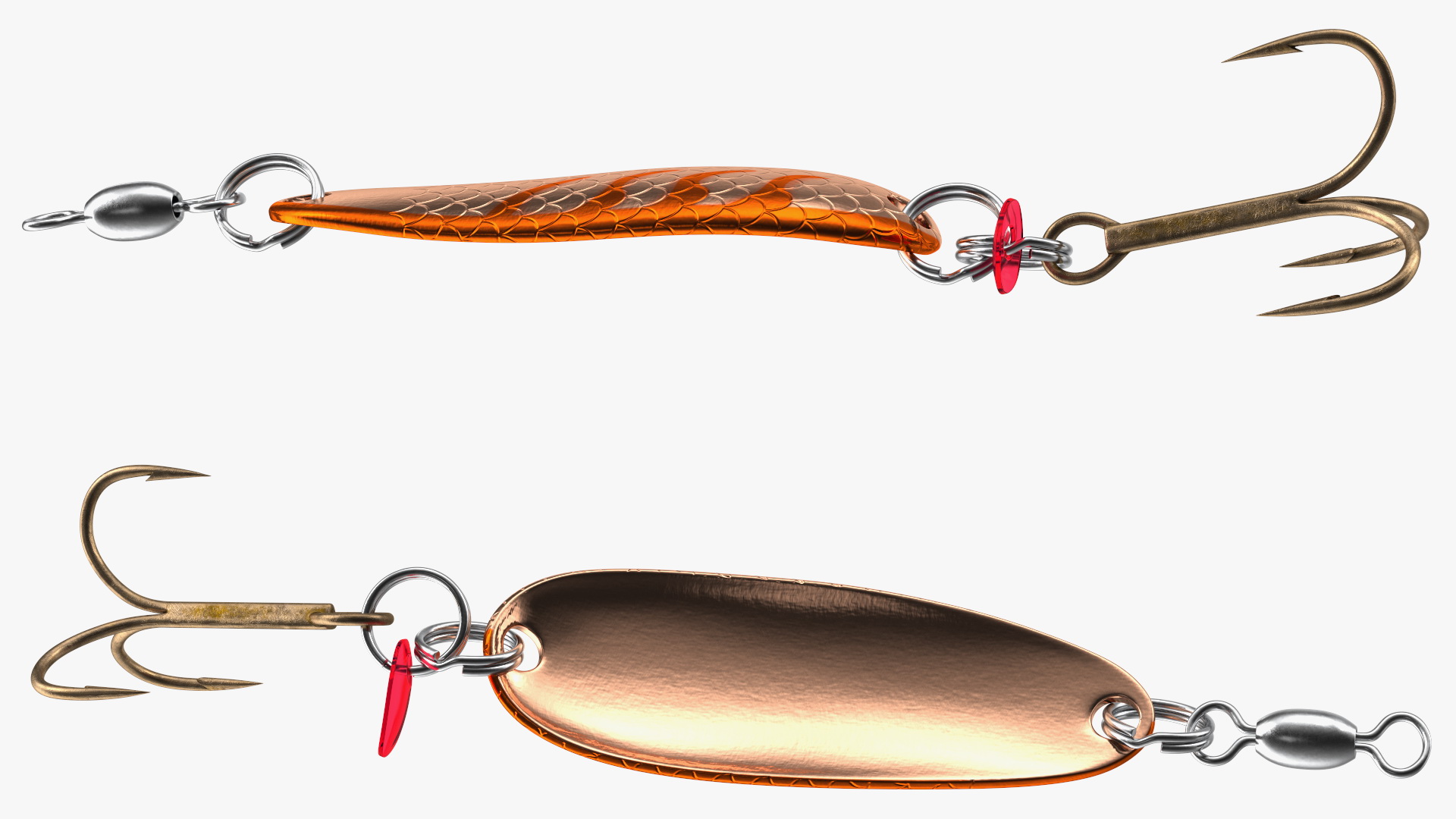 3D Copper Orange Trolling Spoon Lure model