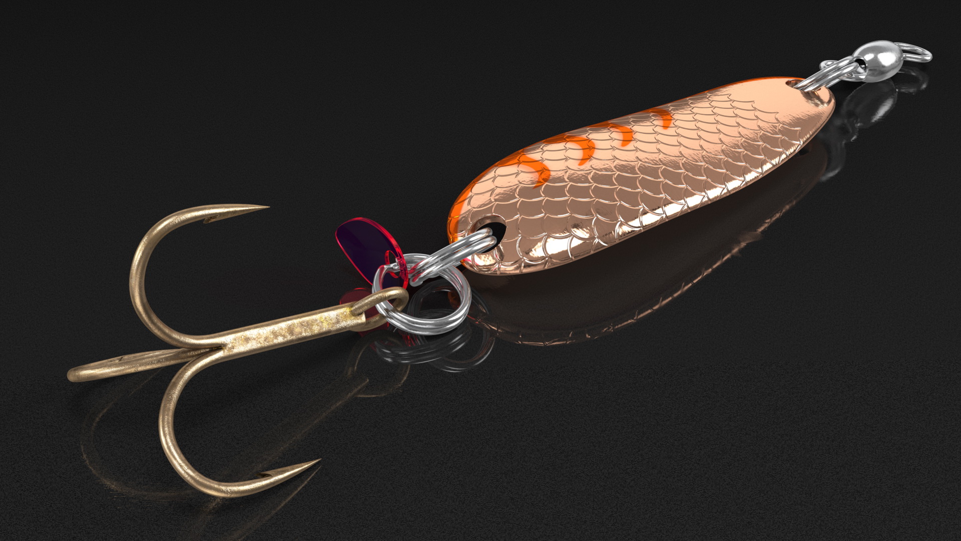 3D Copper Orange Trolling Spoon Lure model