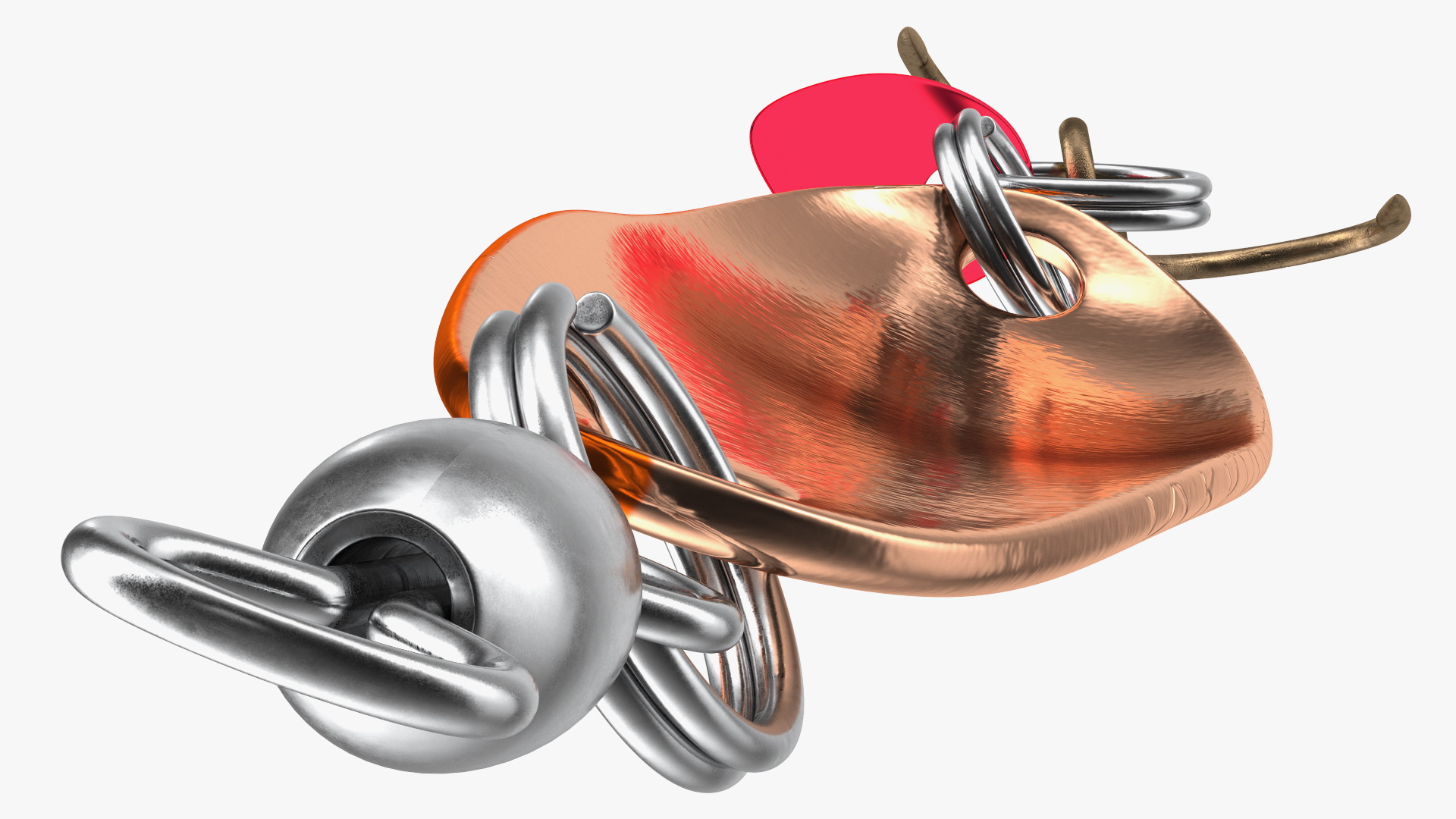 3D Copper Orange Trolling Spoon Lure model
