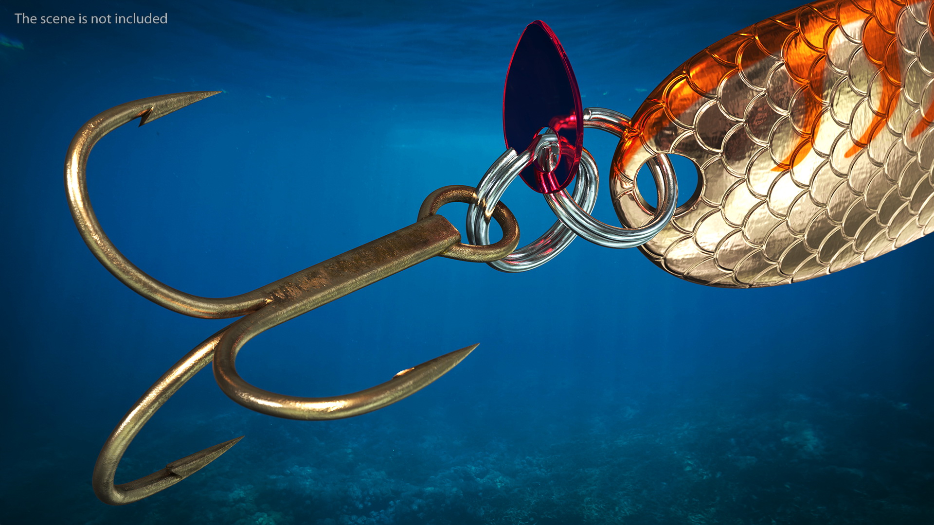 3D Copper Orange Trolling Spoon Lure model
