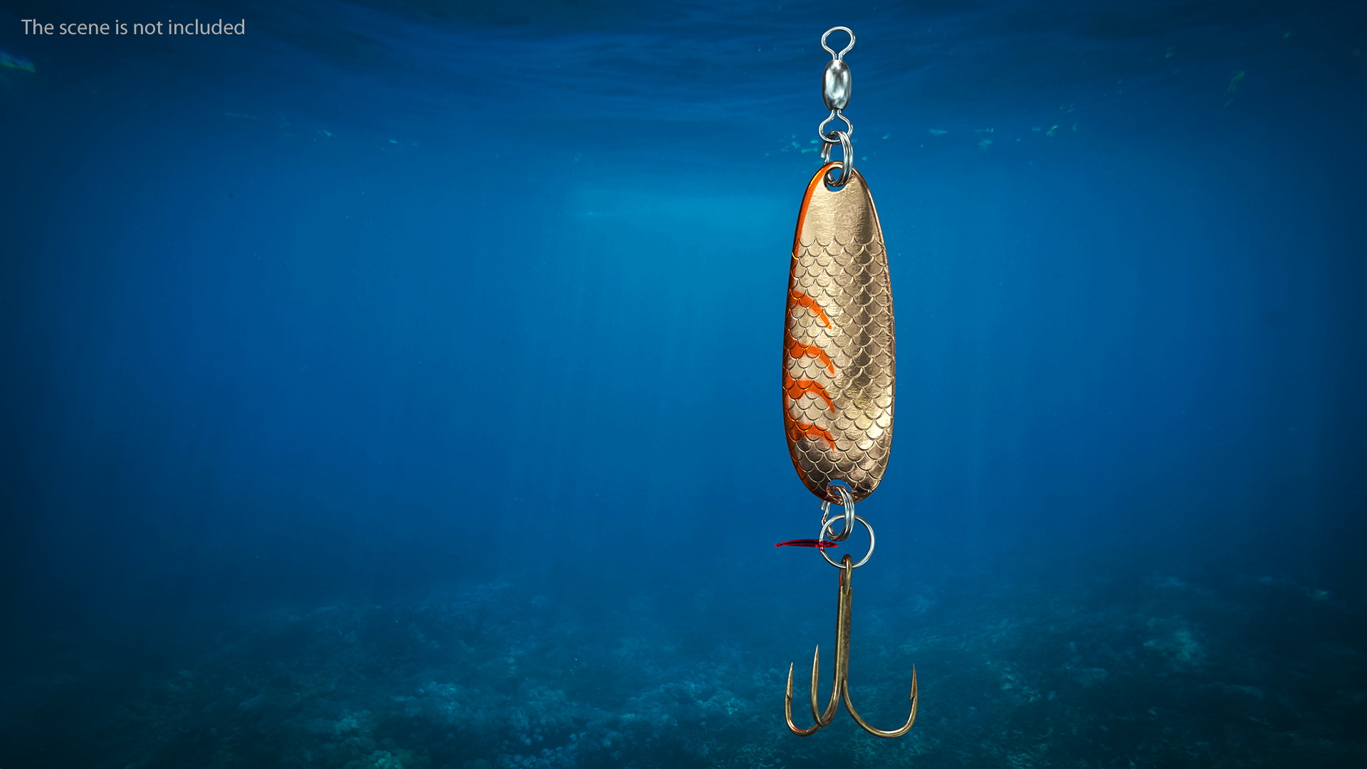 3D Copper Orange Trolling Spoon Lure model