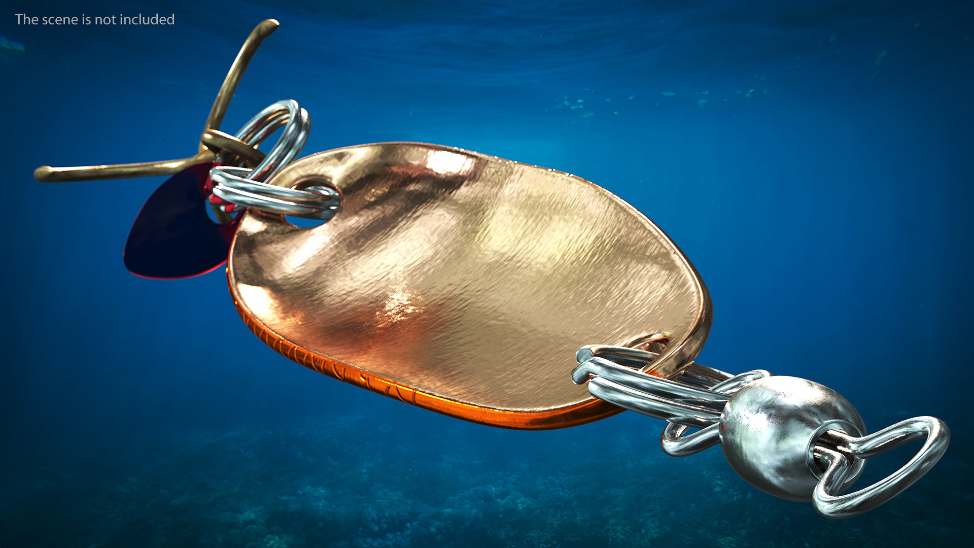 3D Copper Orange Trolling Spoon Lure model