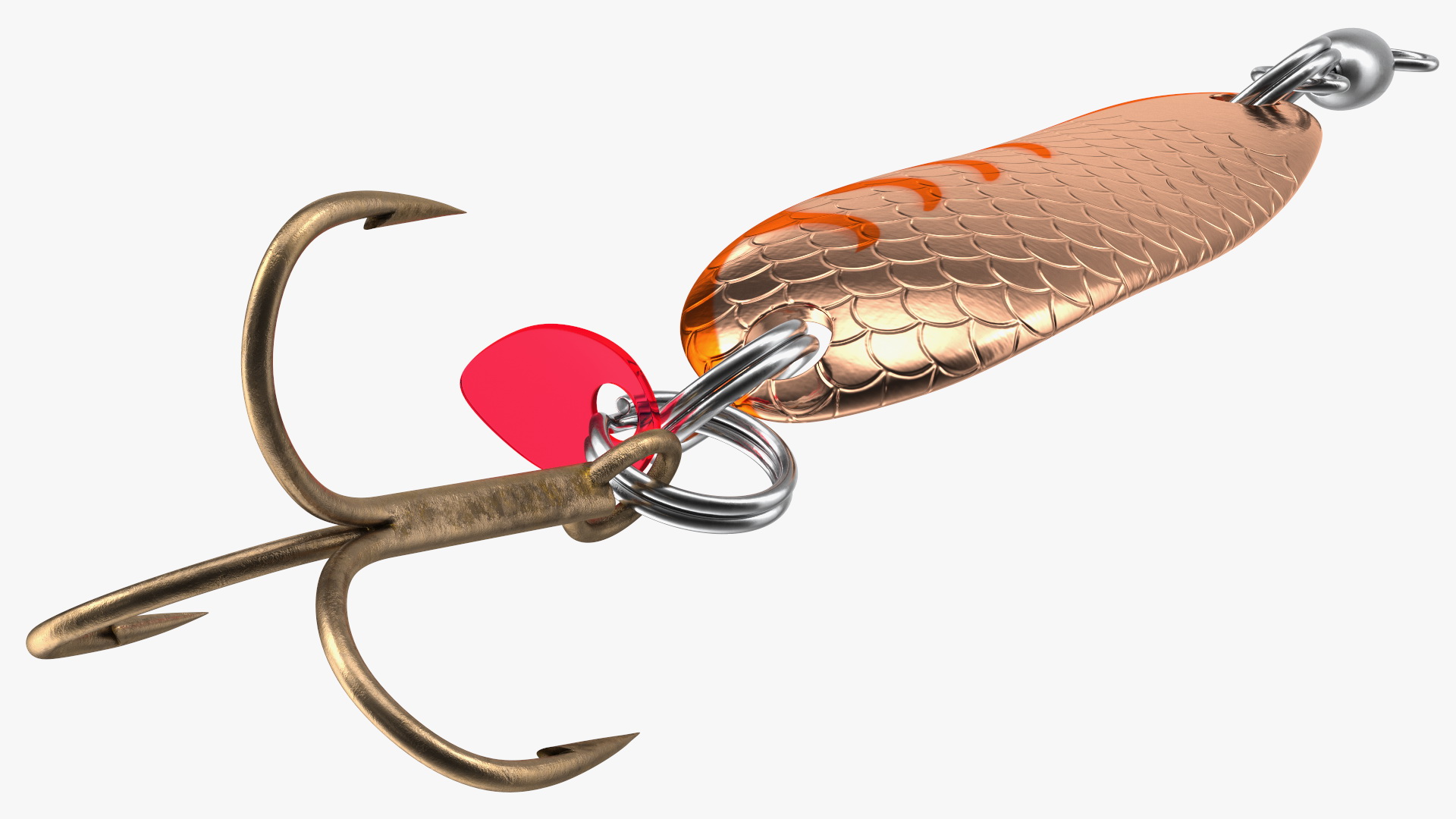 3D Copper Orange Trolling Spoon Lure model