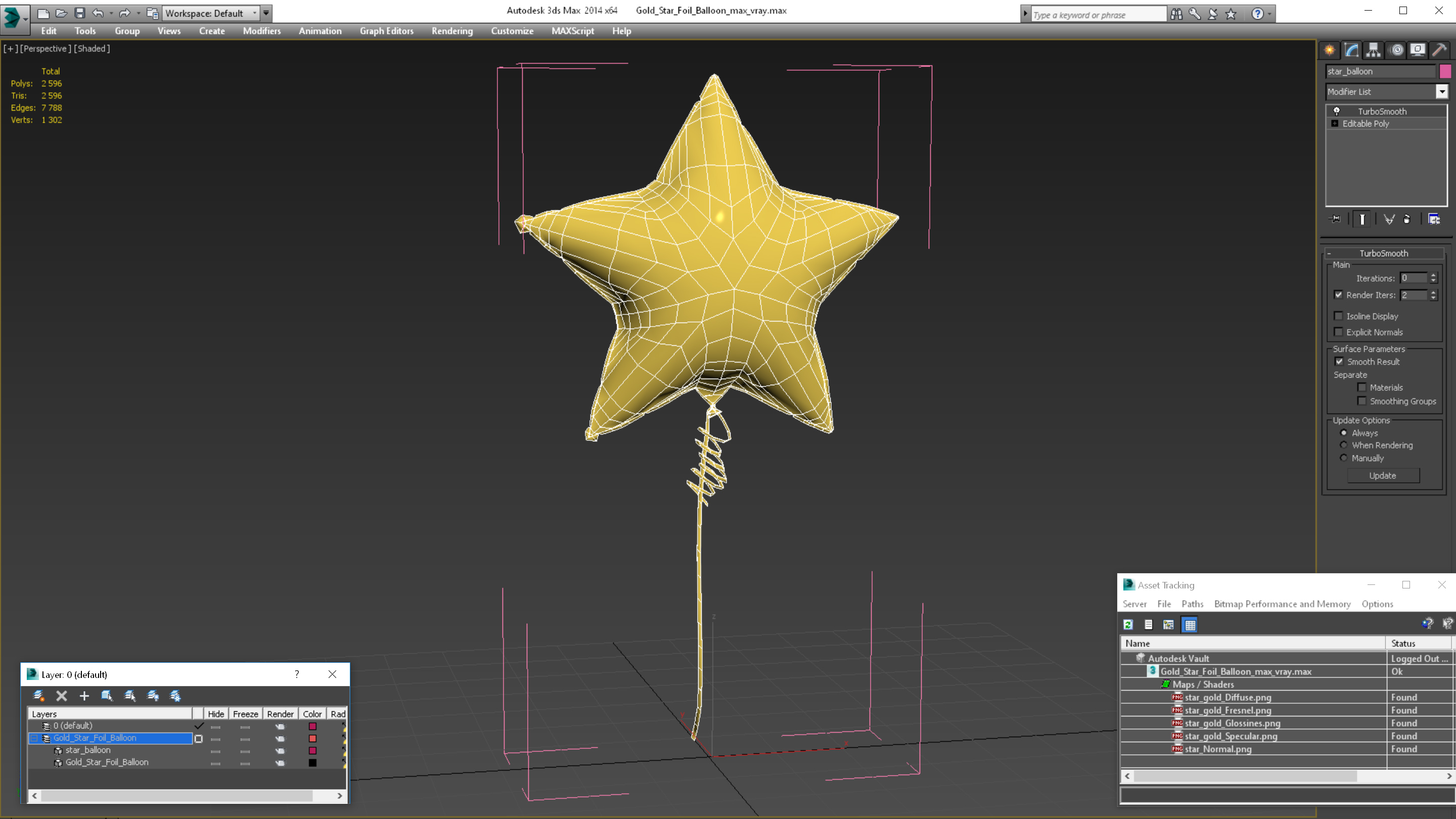 Gold Star Foil Balloon 3D