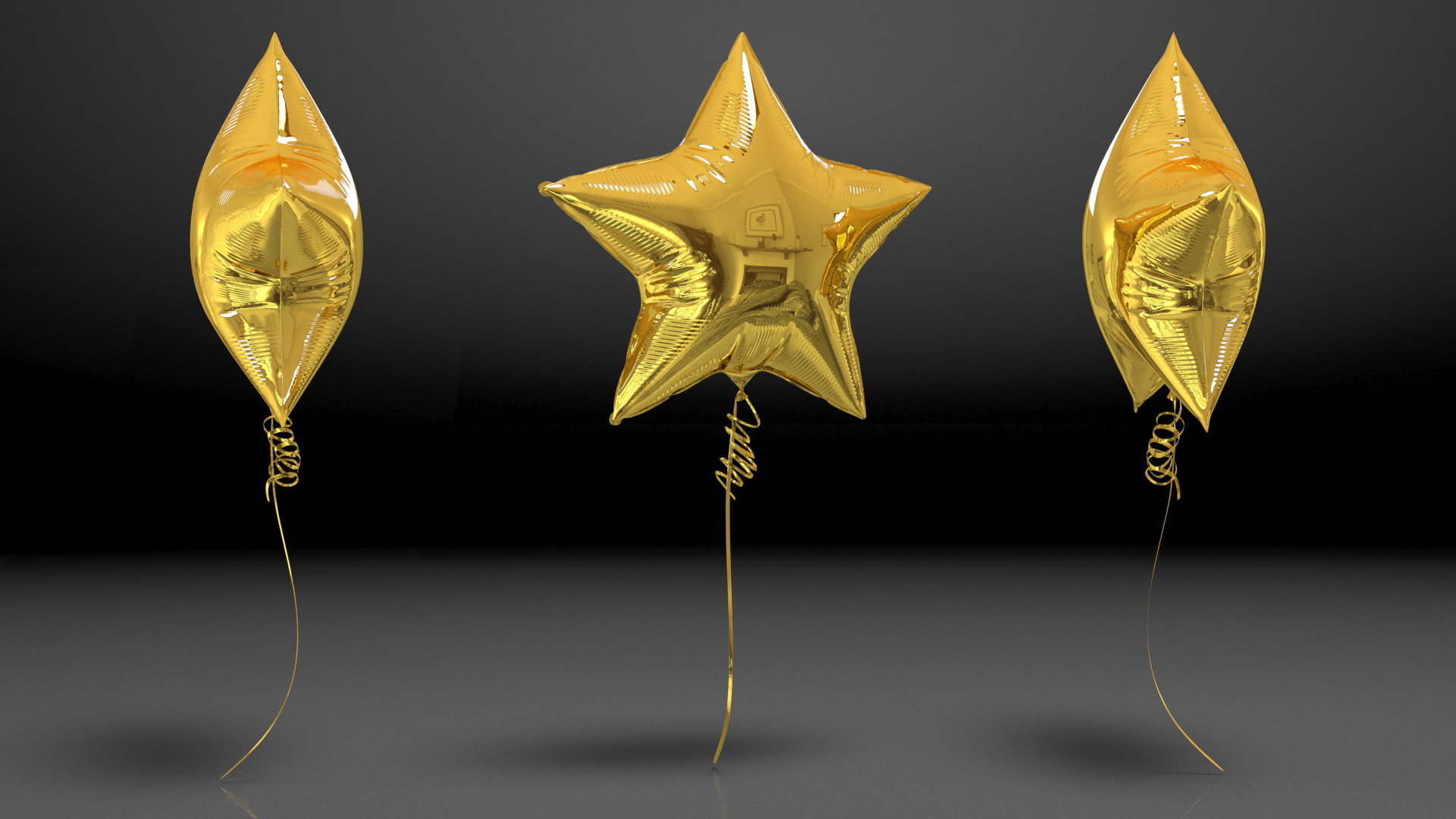 Gold Star Foil Balloon 3D