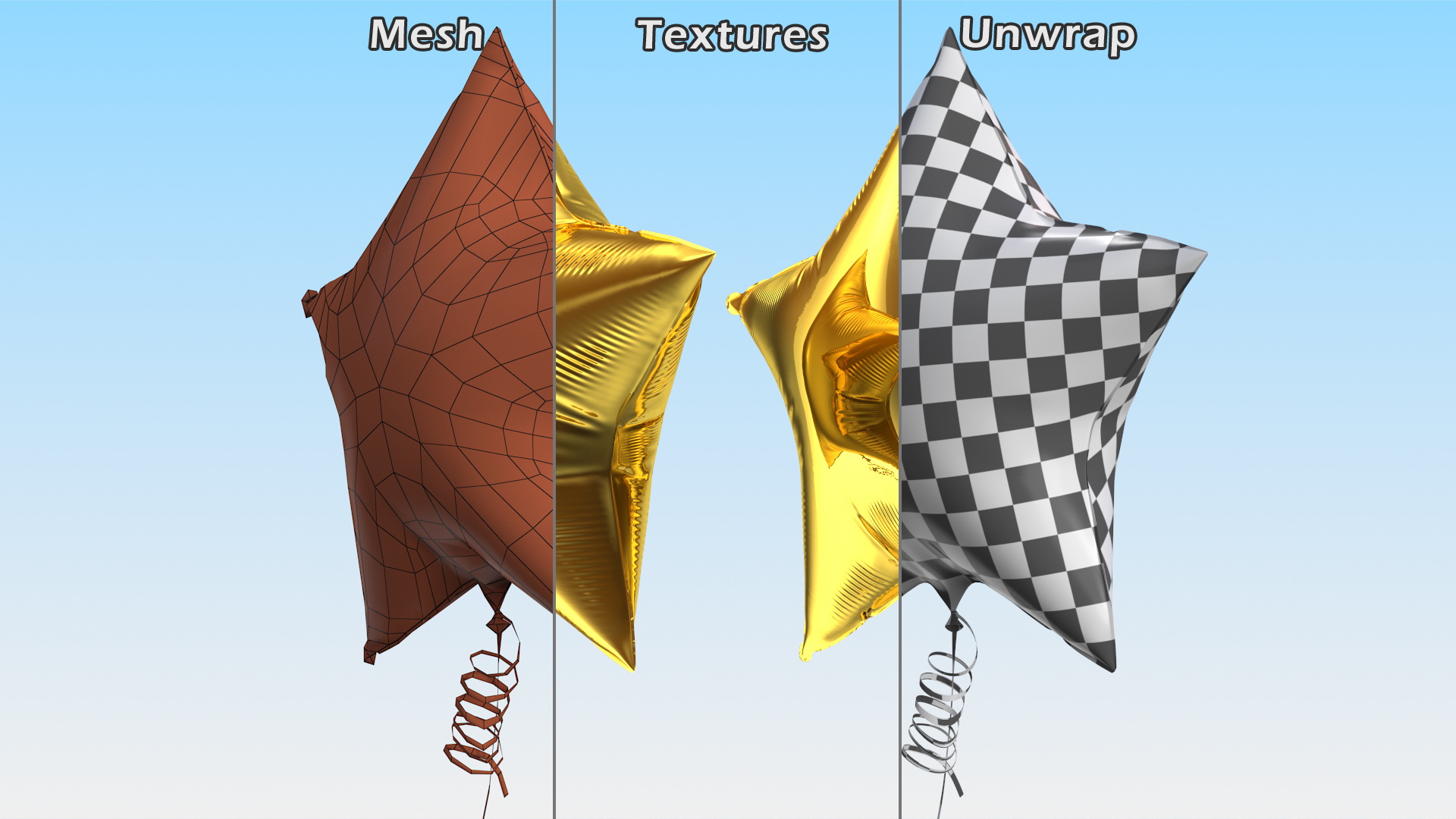 Gold Star Foil Balloon 3D