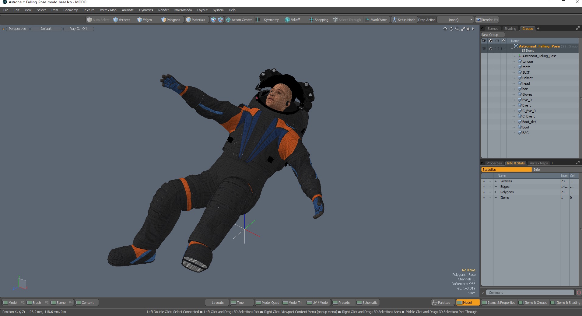 Astronaut Falling Pose 3D