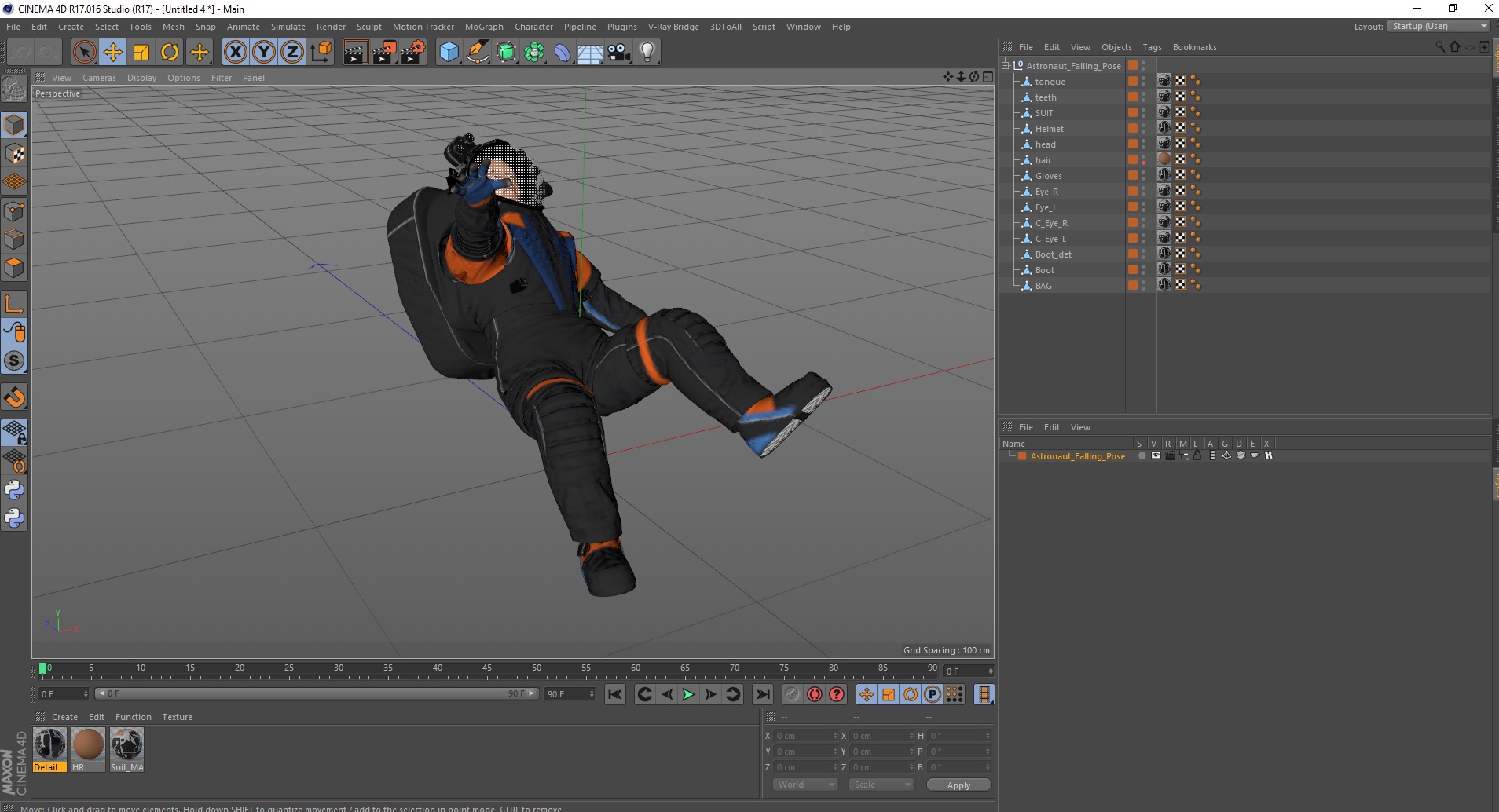 Astronaut Falling Pose 3D