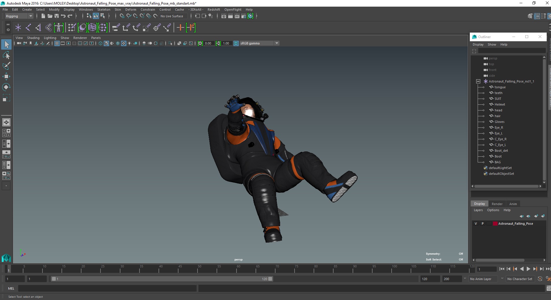 Astronaut Falling Pose 3D