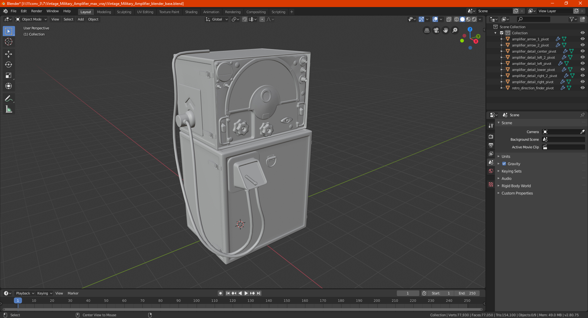 3D Vintage Military Amplifier