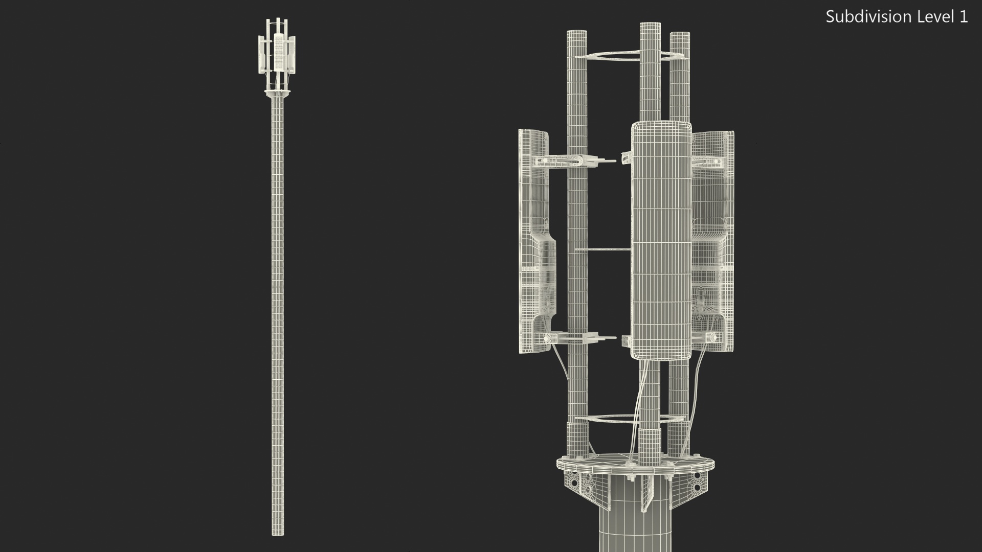 3D Base Station 5G Mobile Network Antenna on Post