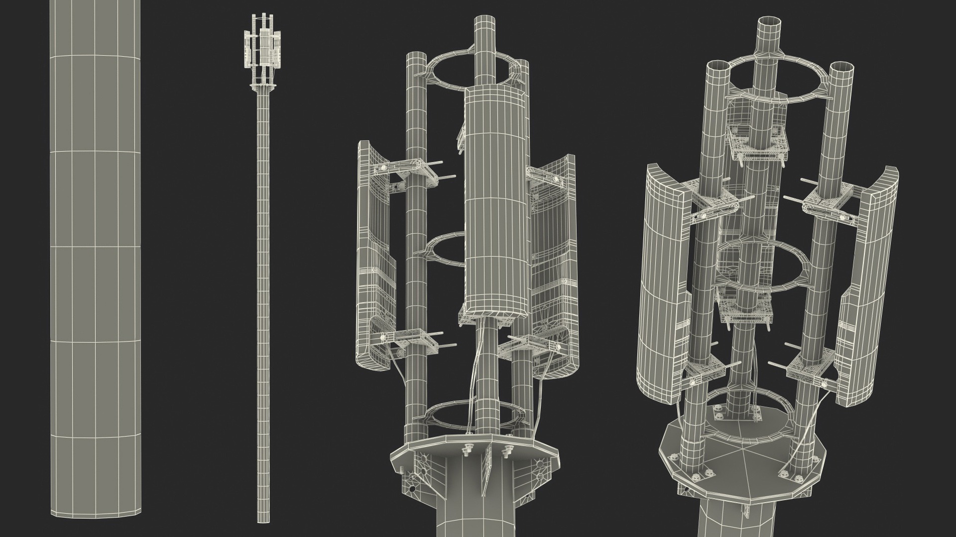 3D Base Station 5G Mobile Network Antenna on Post