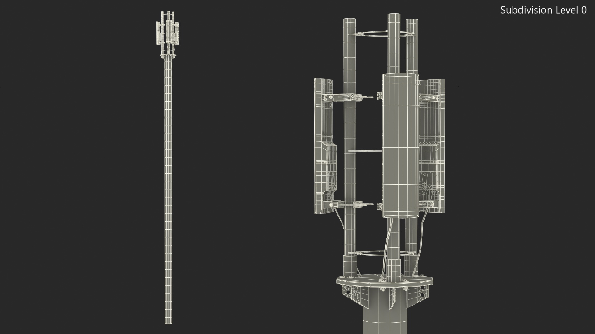 3D Base Station 5G Mobile Network Antenna on Post