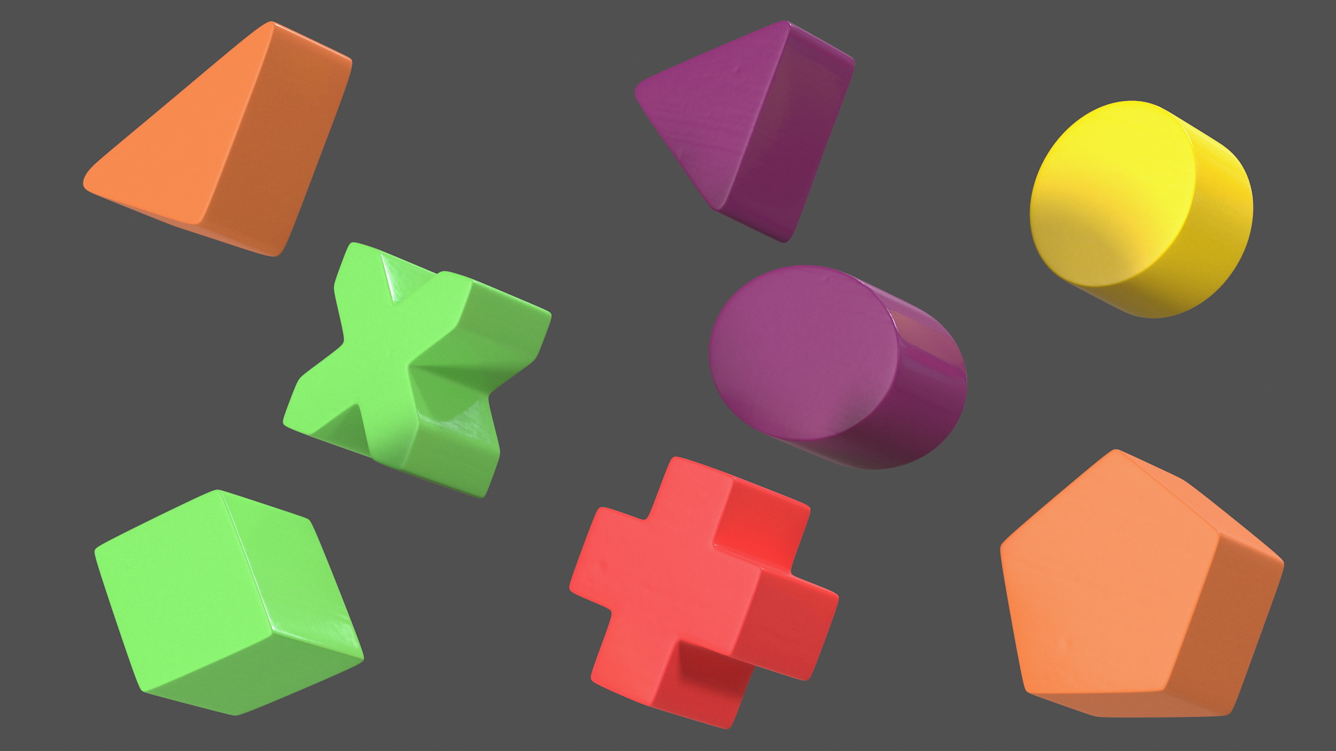 Plastic Geometric Figures Set 3D model