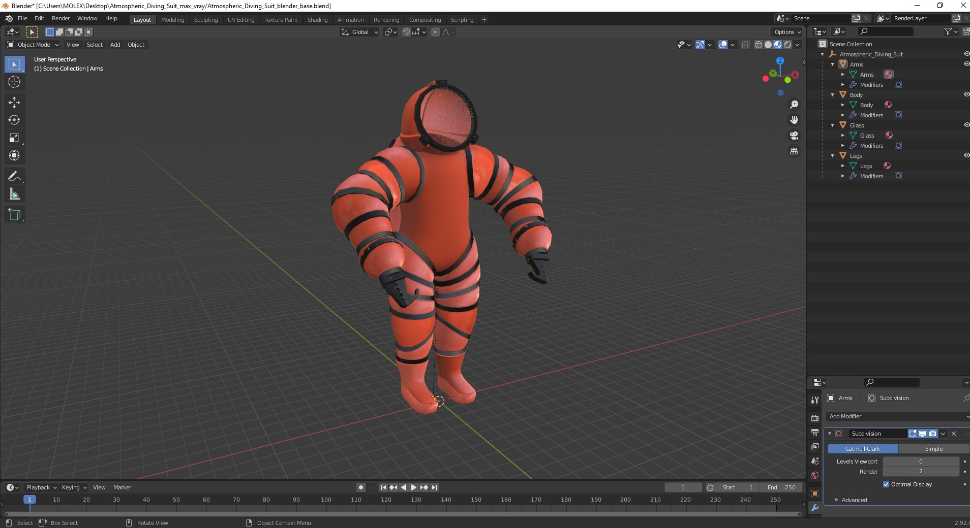 3D Atmospheric Diving Suit model