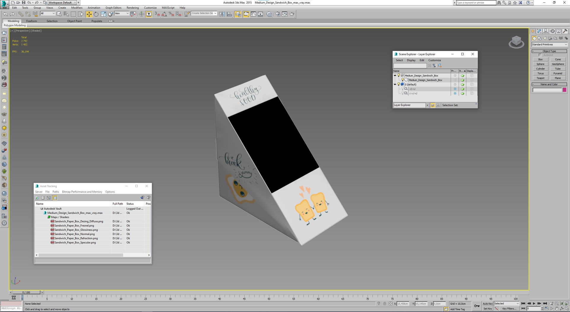 3D Medium Design Sandwich Box