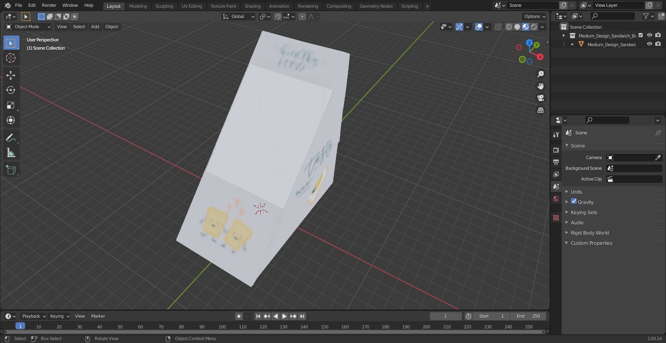 3D Medium Design Sandwich Box