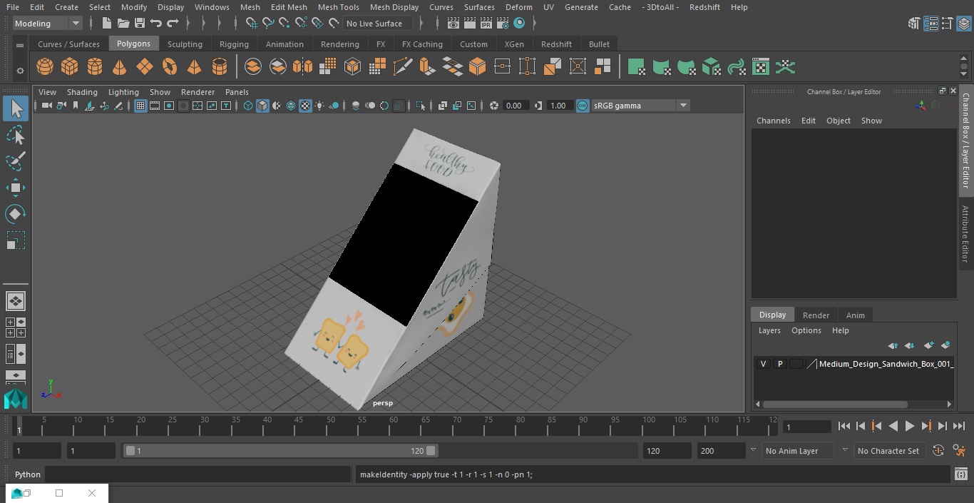 3D Medium Design Sandwich Box