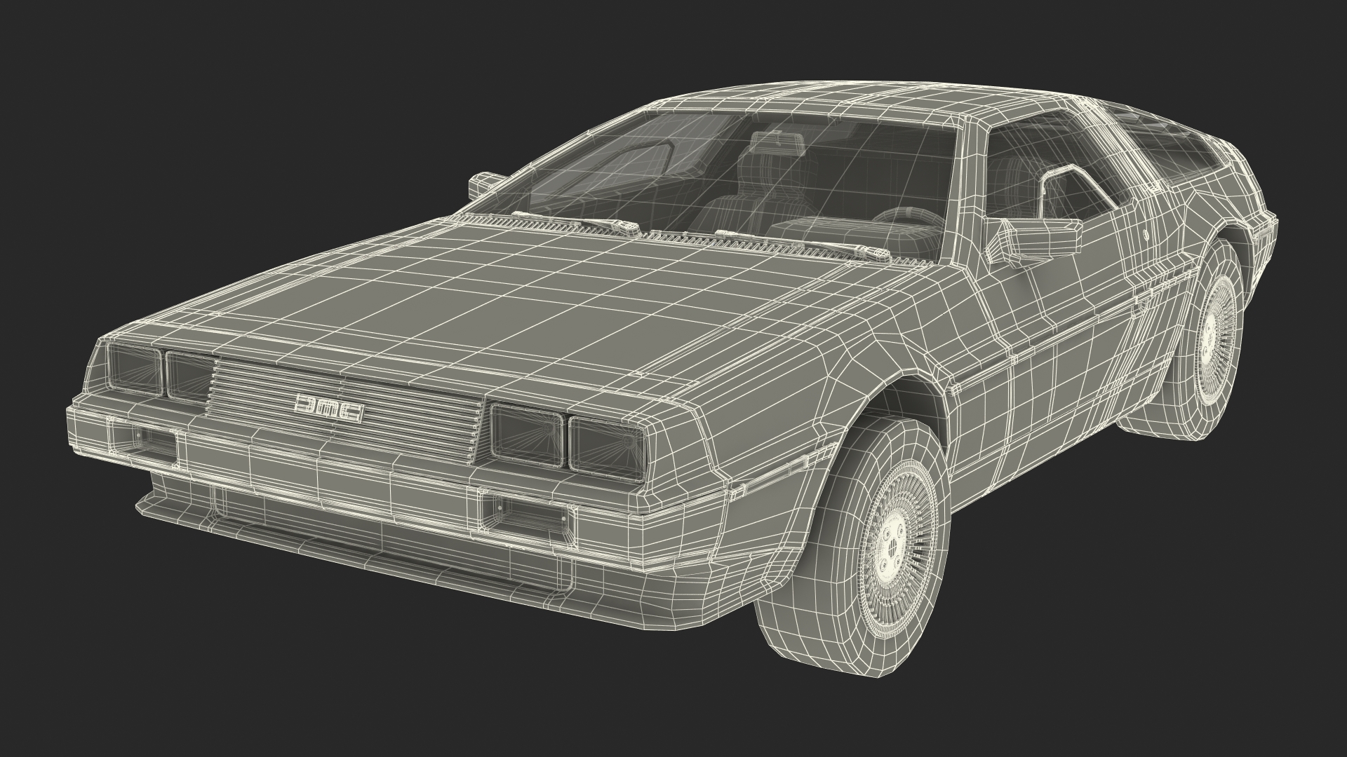 3D DeLorean DMC-12 Simple Interior