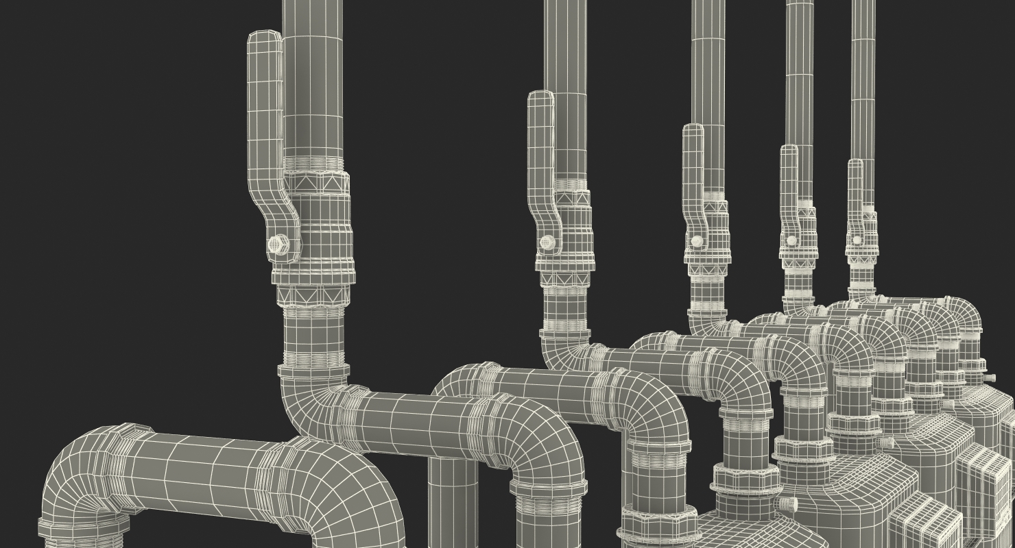 Row of Residential Natural Gas Meters 3D