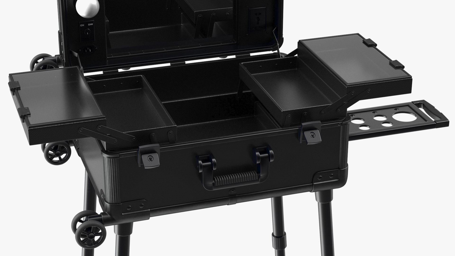 3D Wheeled Trolley Makeup Case Black model