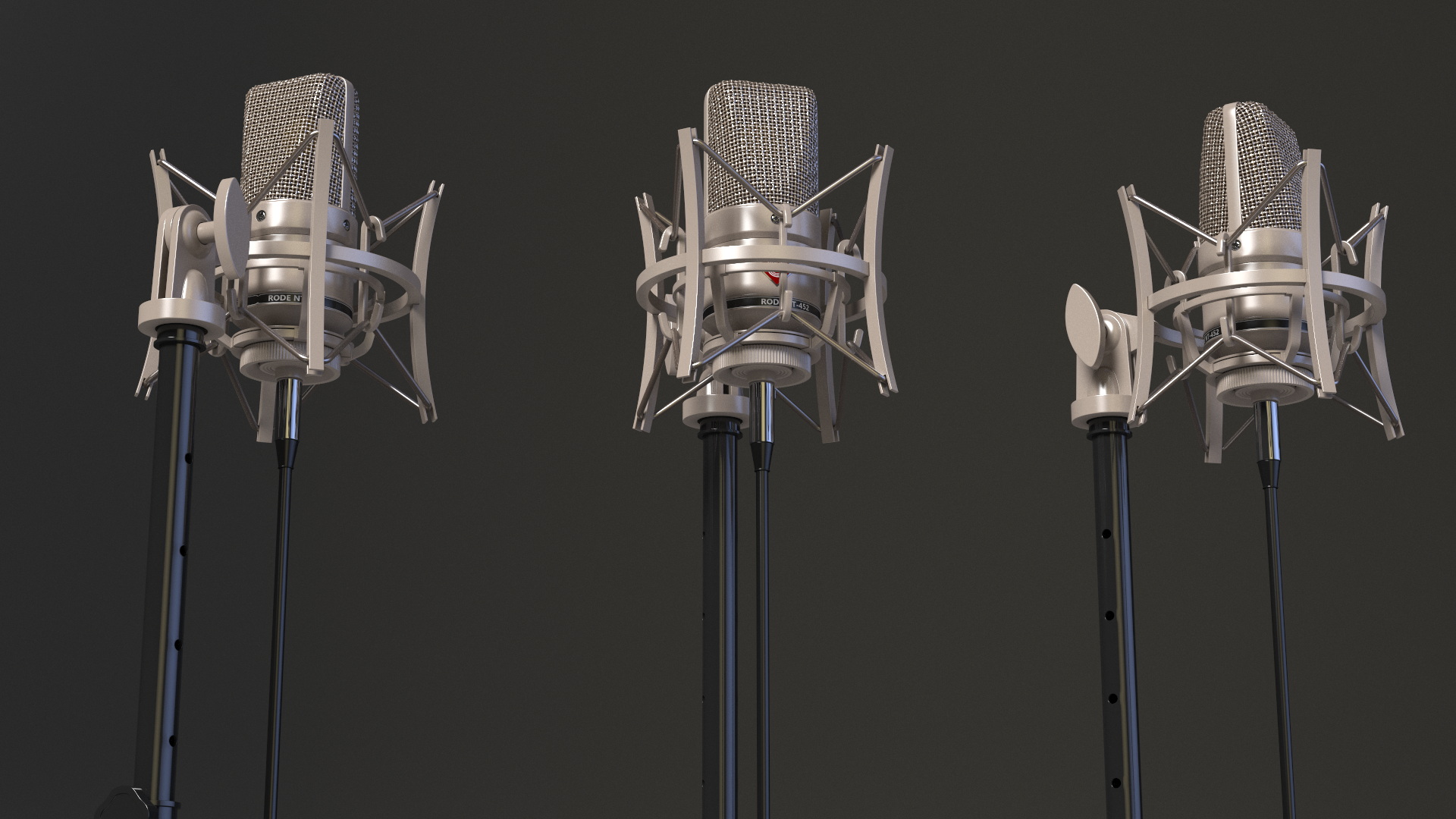Vintage Studio Microphone on Stand 3D model
