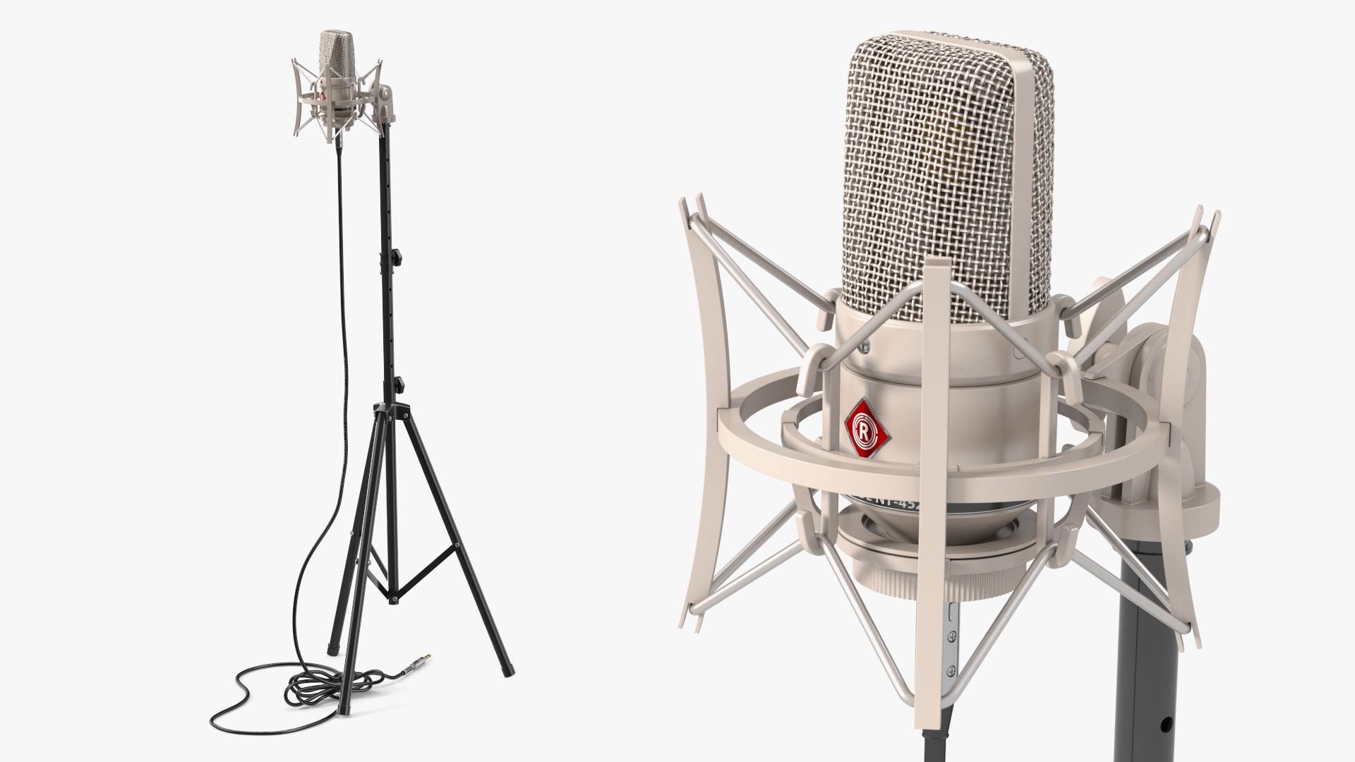 Vintage Studio Microphone on Stand 3D model