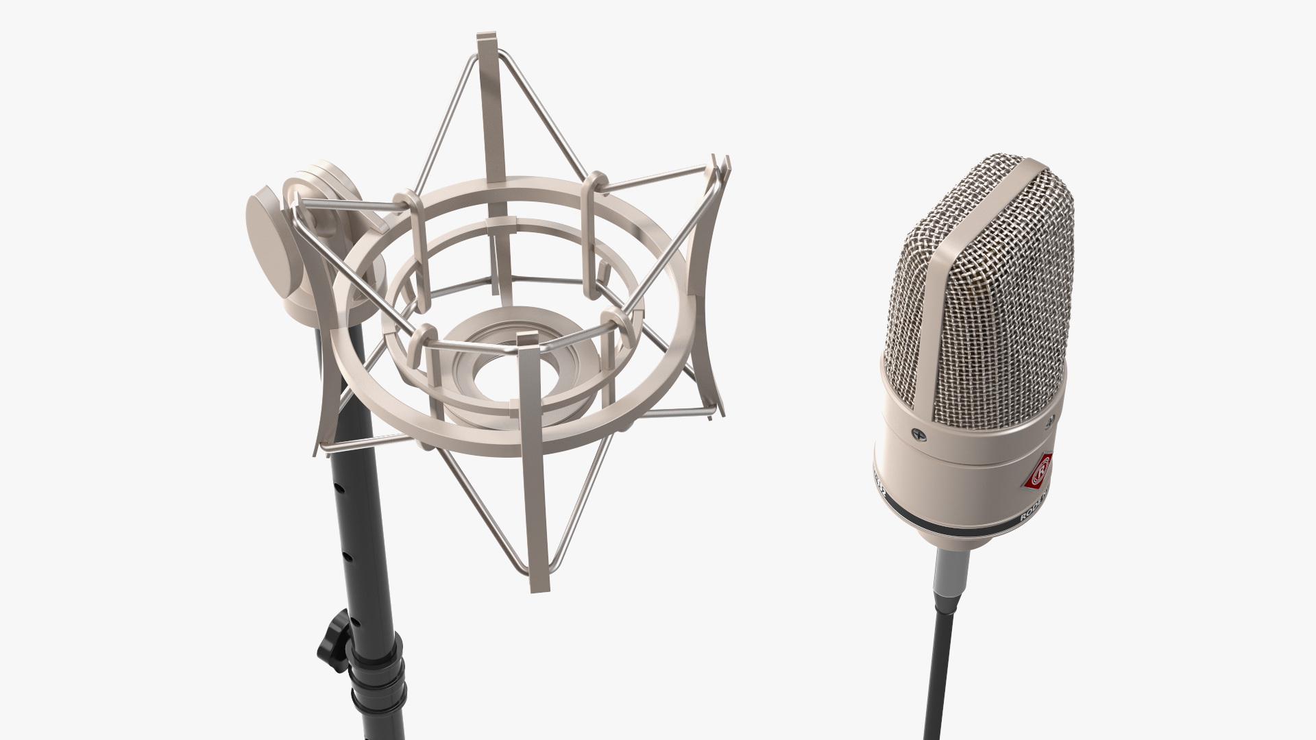 Vintage Studio Microphone on Stand 3D model
