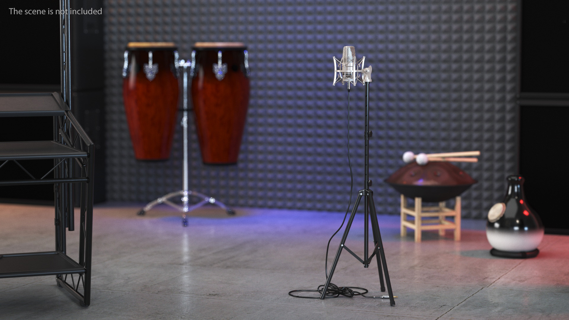 Vintage Studio Microphone on Stand 3D model